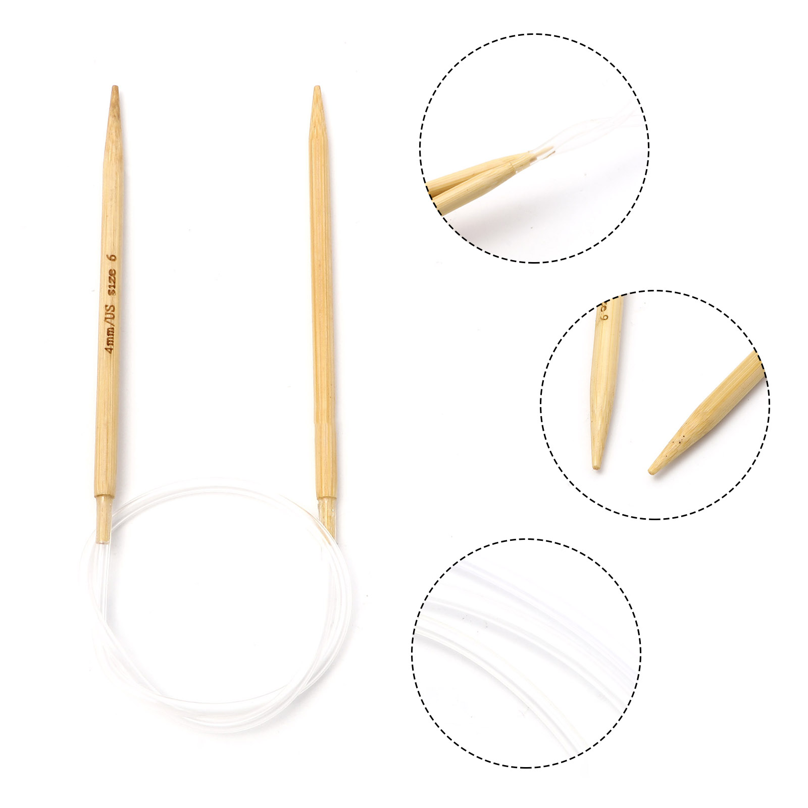 Picture of Natural Bamboo & Plastic Circular Knitting Needles Beige