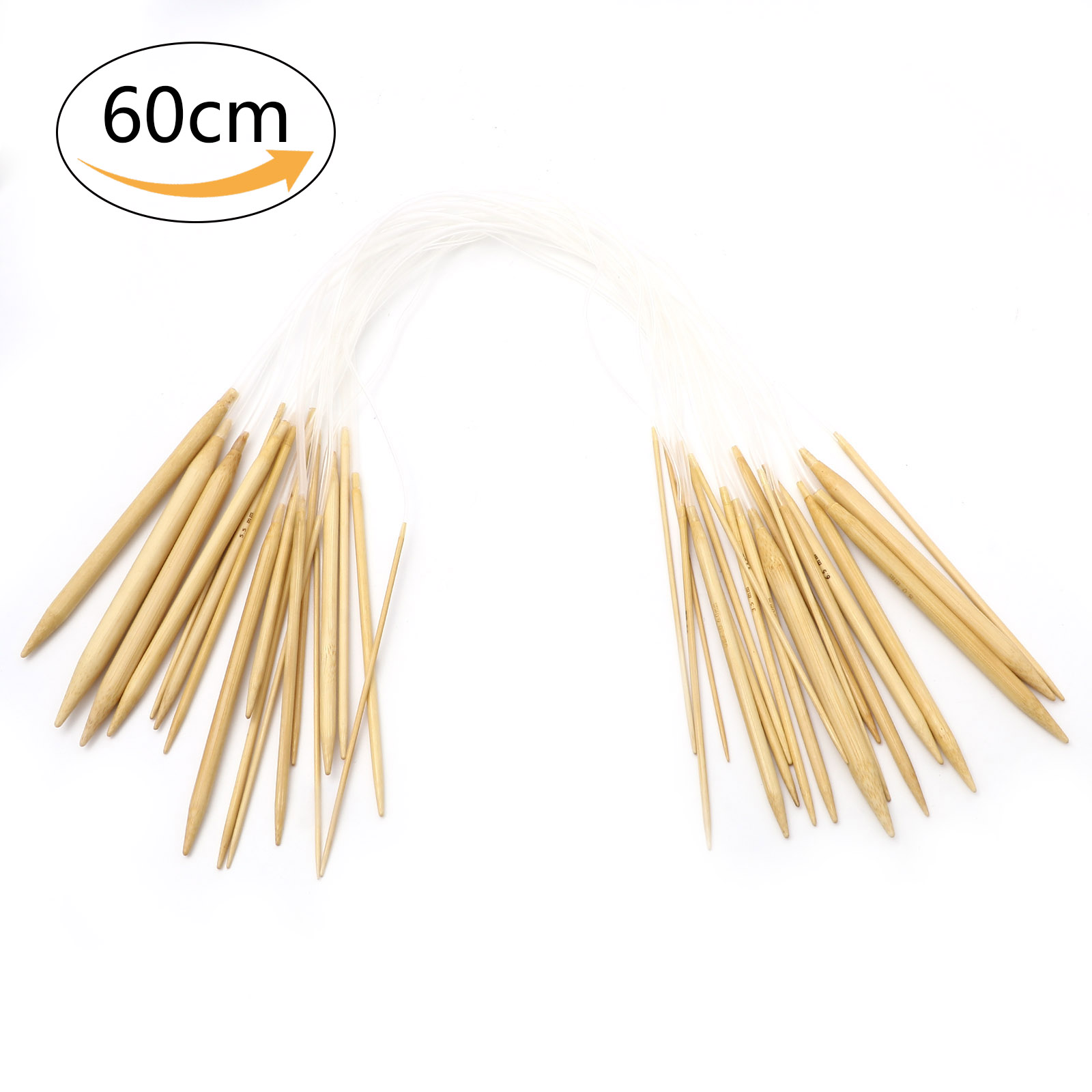 Picture of Natural Bamboo & Plastic Circular Knitting Needles Beige