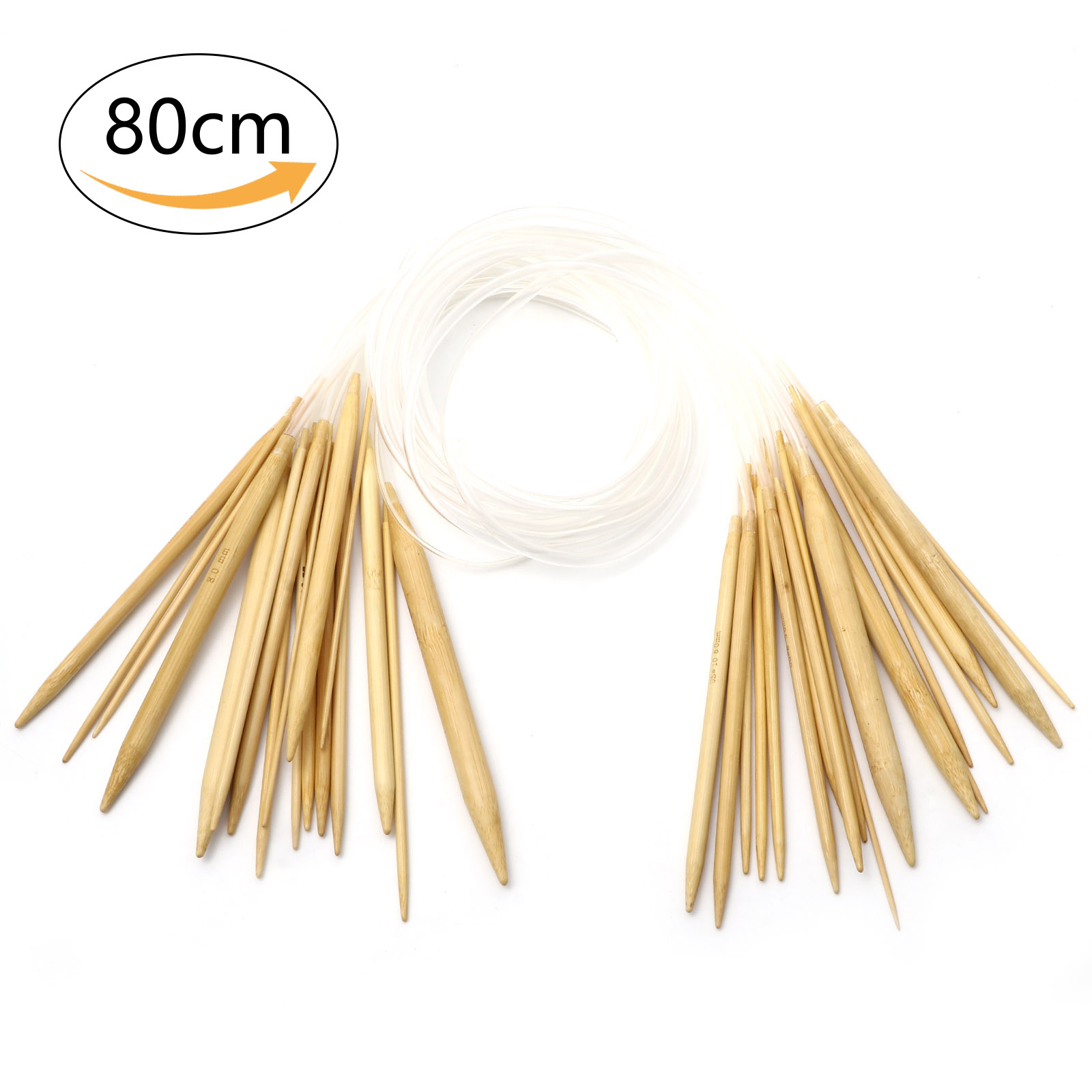 Picture of Natural Bamboo & Plastic Circular Knitting Needles Beige