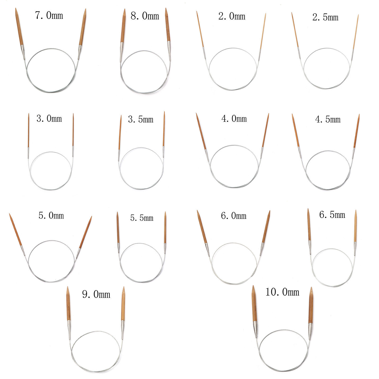Picture of Natural Bamboo & Stainless Steel Circular Knitting Needles Brown