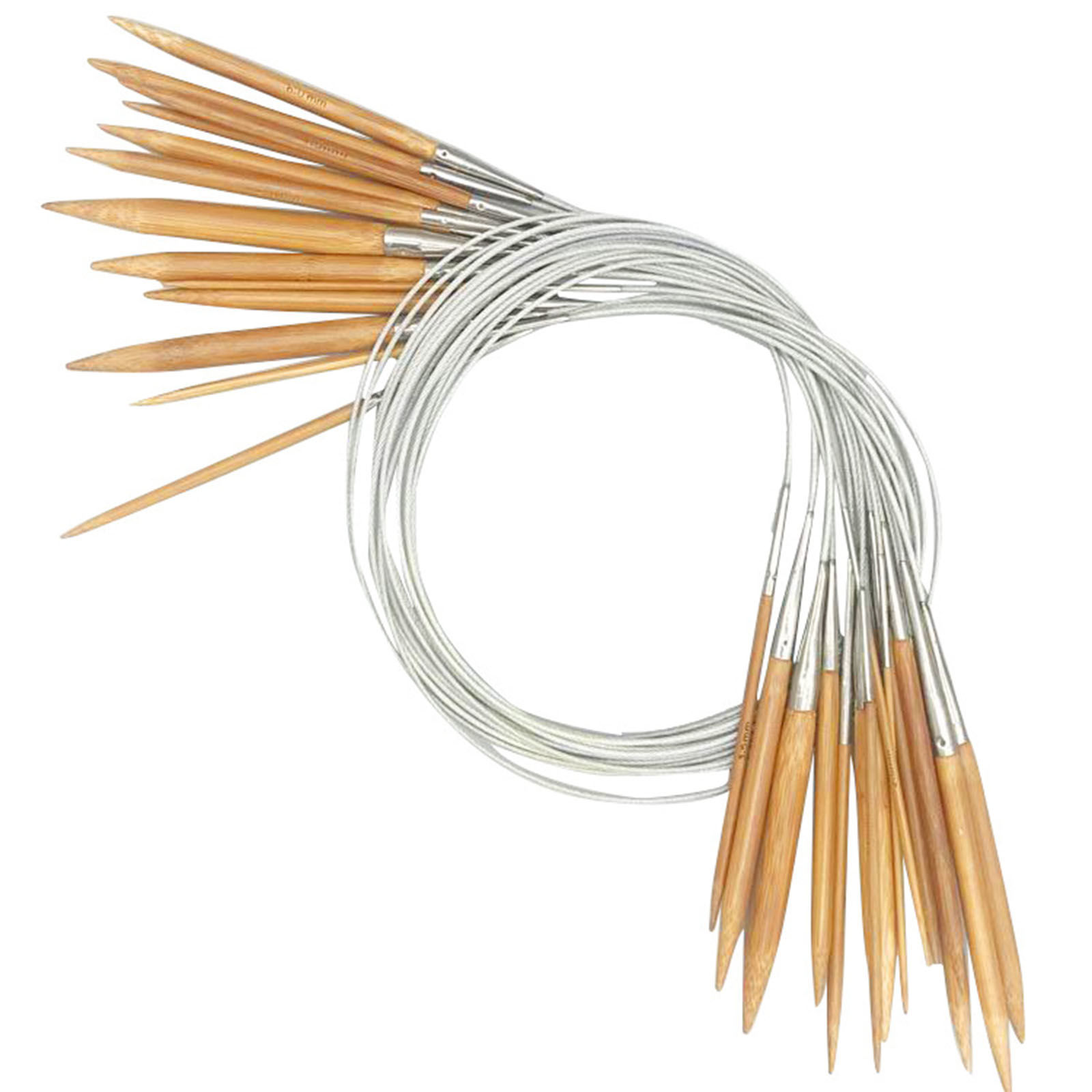 Picture of Natural Bamboo & Stainless Steel Circular Knitting Needles Brown