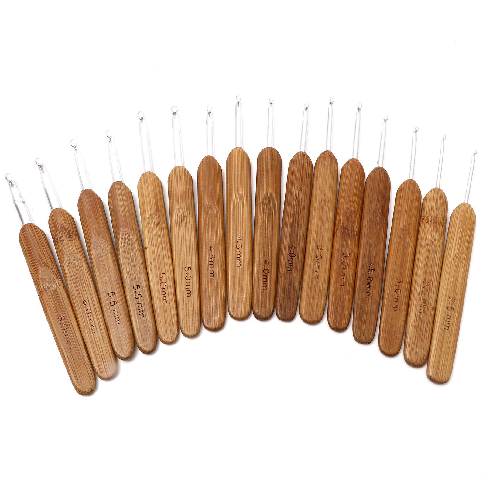 Picture of Natural Bamboo Crochet Hooks Needles Silver Plated 13.5cm(5 3/8") long