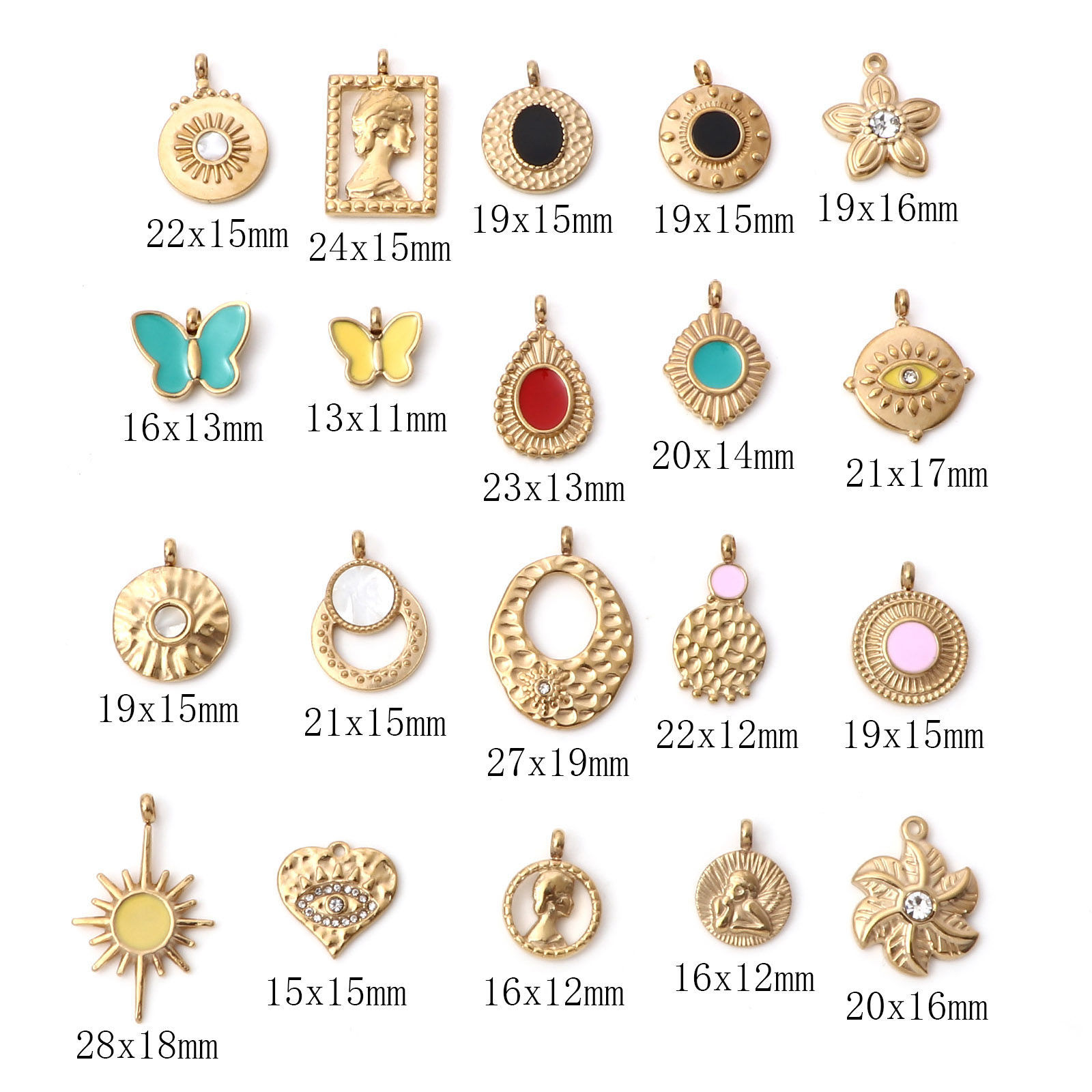 Picture of 304 Stainless Steel Pendants Gold Plated Geometric Enamel