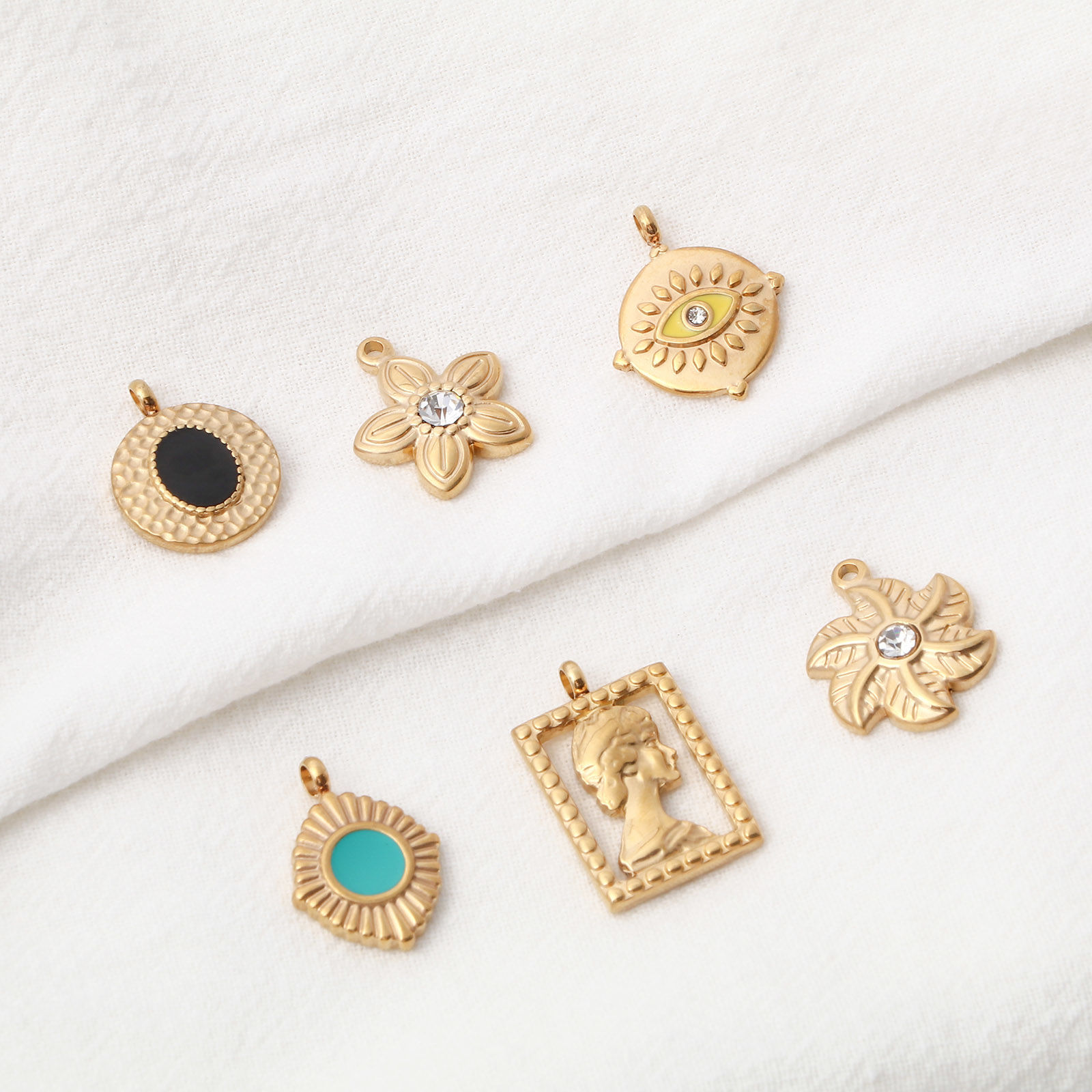 Picture of 304 Stainless Steel Pendants Gold Plated Geometric Enamel