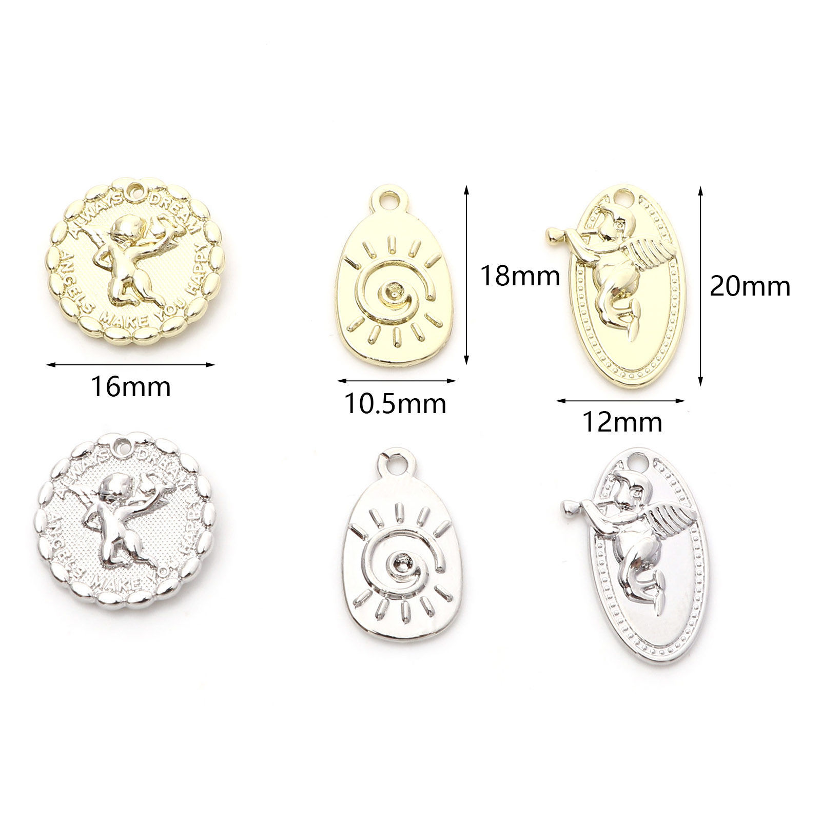 Immagine di Lega di Zinco Religione Charms Angelo 10 Pz