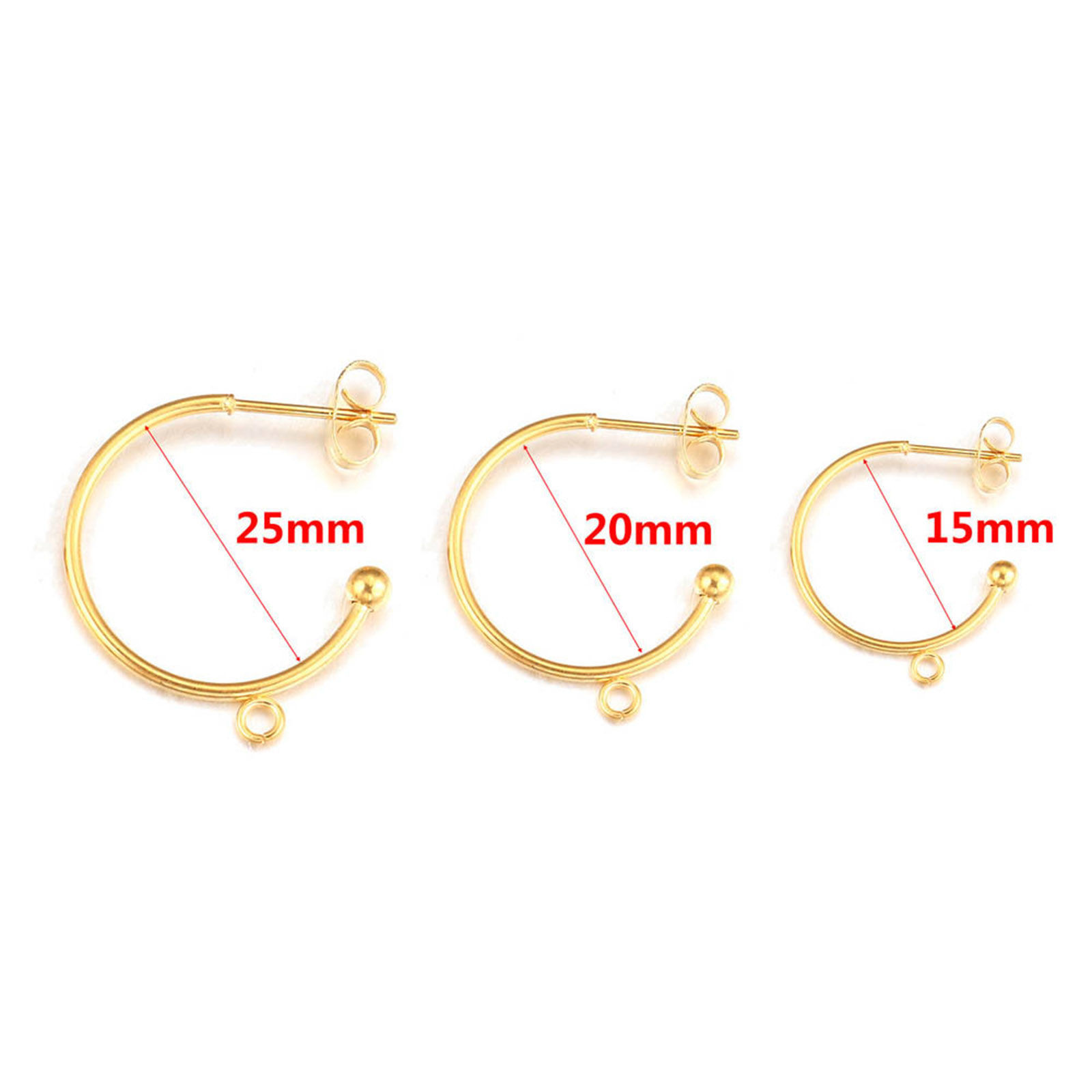 Imagen de 304 Acero Inoxidable Accesorios Para Pendientes Forma de C Multicolor Con Lazo Abierto 2 Unidades