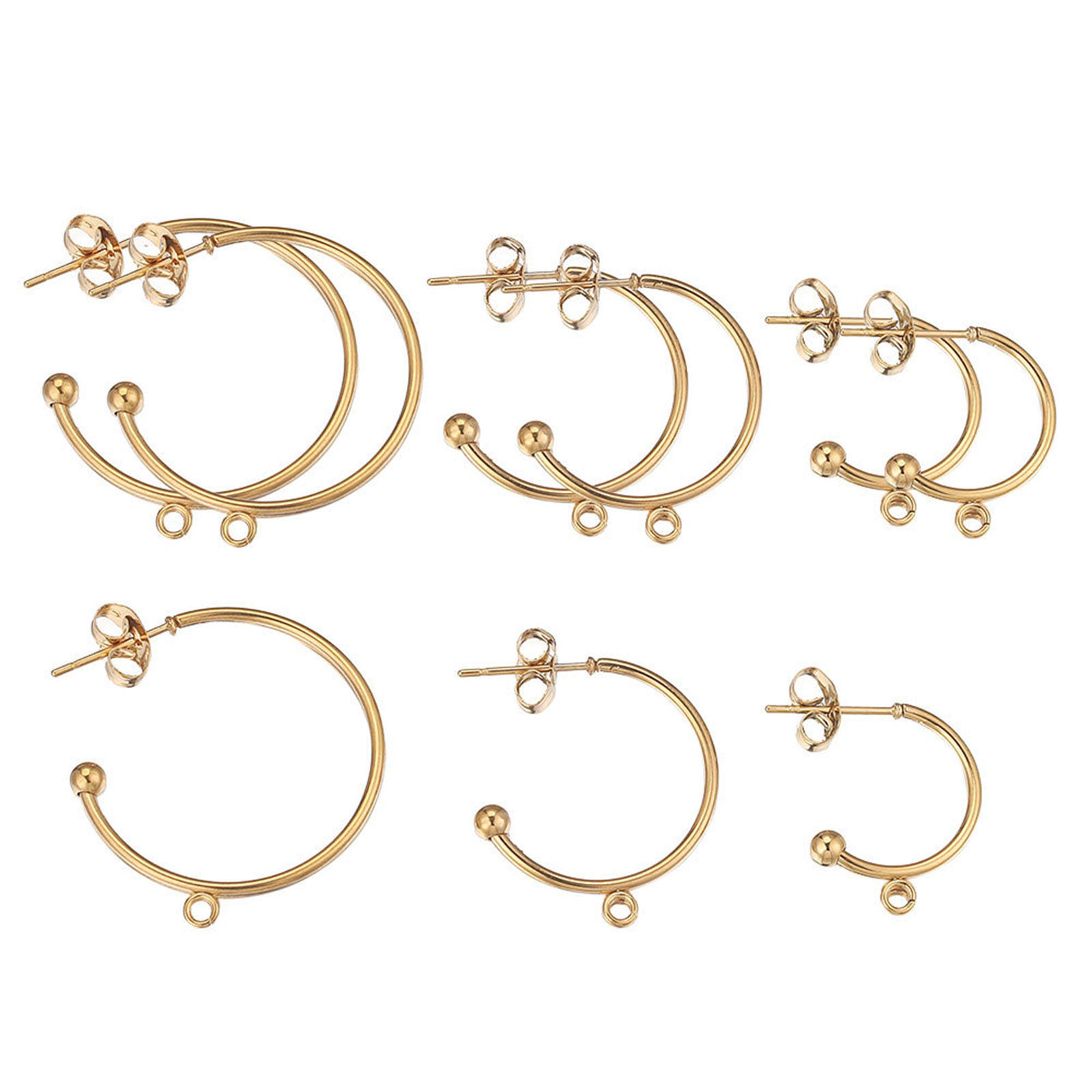 Imagen de 304 Acero Inoxidable Accesorios Para Pendientes Forma de C Multicolor Con Lazo Abierto 2 Unidades