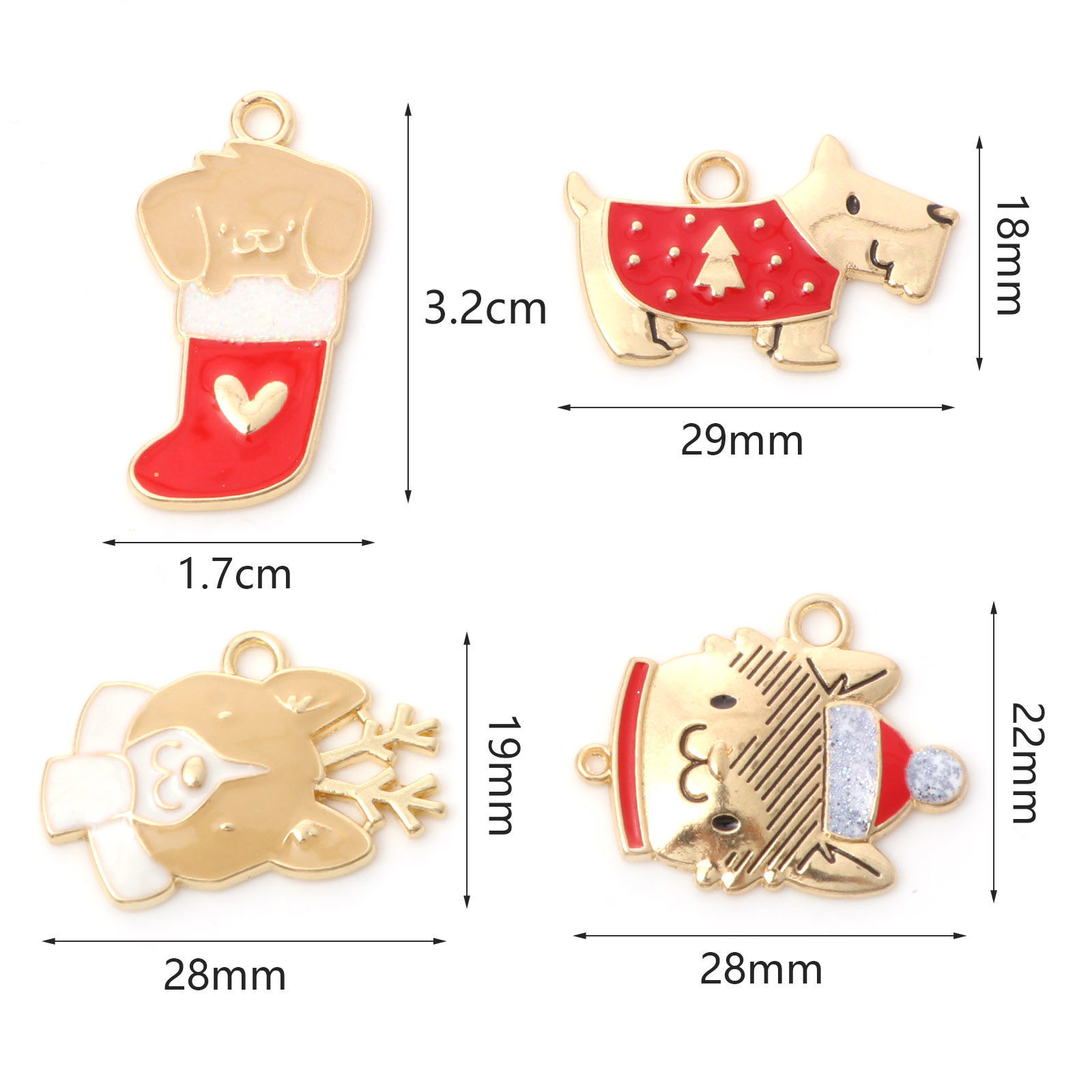 Picture of Zinc Based Alloy Christmas Charms Gold Plated Multicolor Enamel
