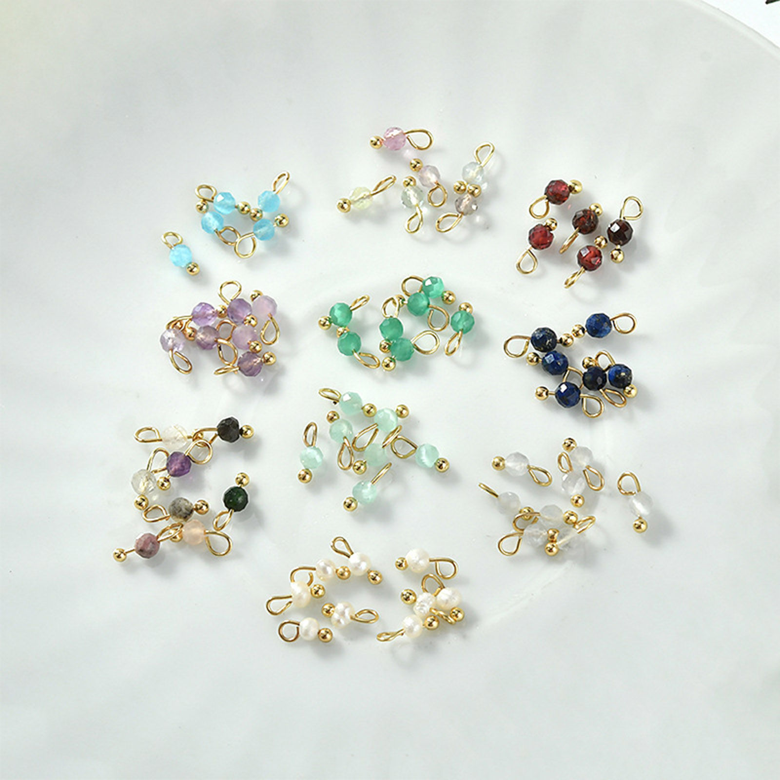 Image de Breloques en Gemme ( Mixte ) Rond Multicolore 3mm Dia, 5 Pcs