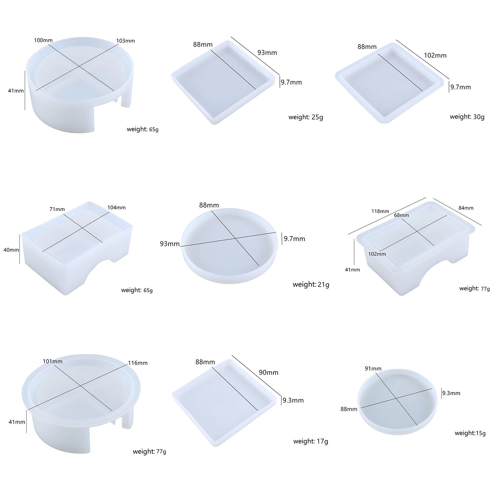 Imagen de Silicona Molde de Resina para Hacer Posavasos DIY Blanco 1 Unidad
