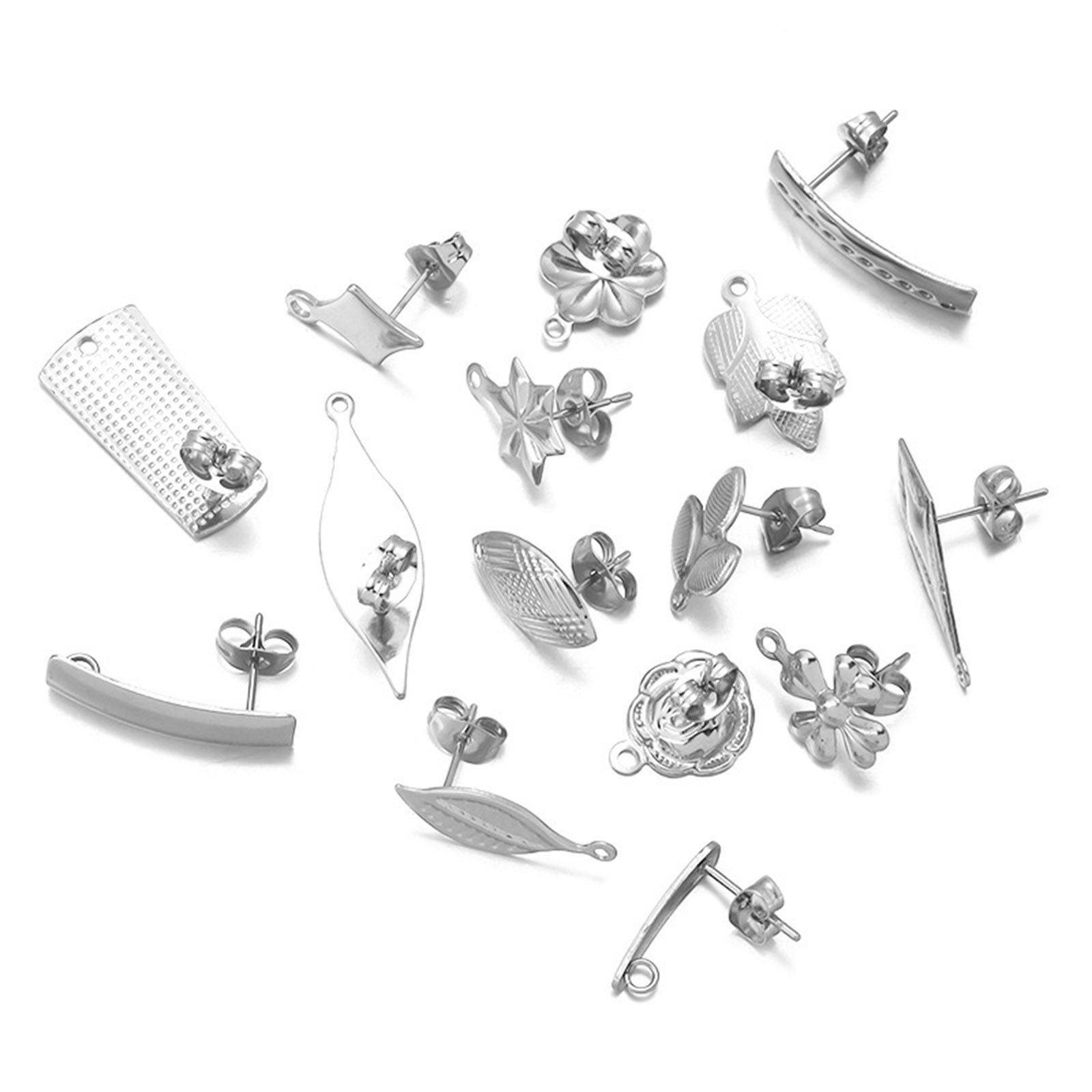 Image de Boucles d'Oreilles Puces en 304 Acier Inoxydable Argent Mat 10 Pcs