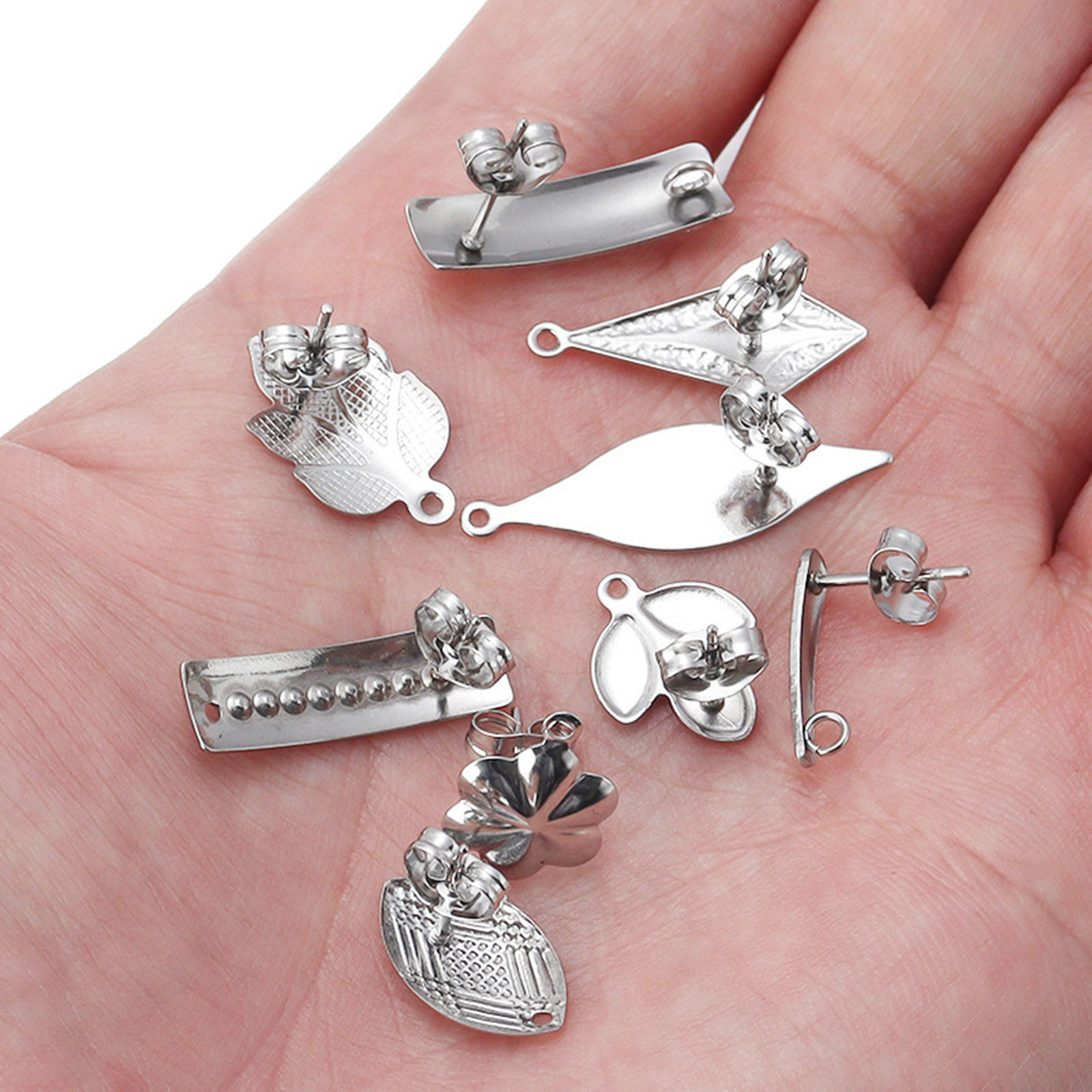 Image de Boucles d'Oreilles Puces en 304 Acier Inoxydable Argent Mat 10 Pcs
