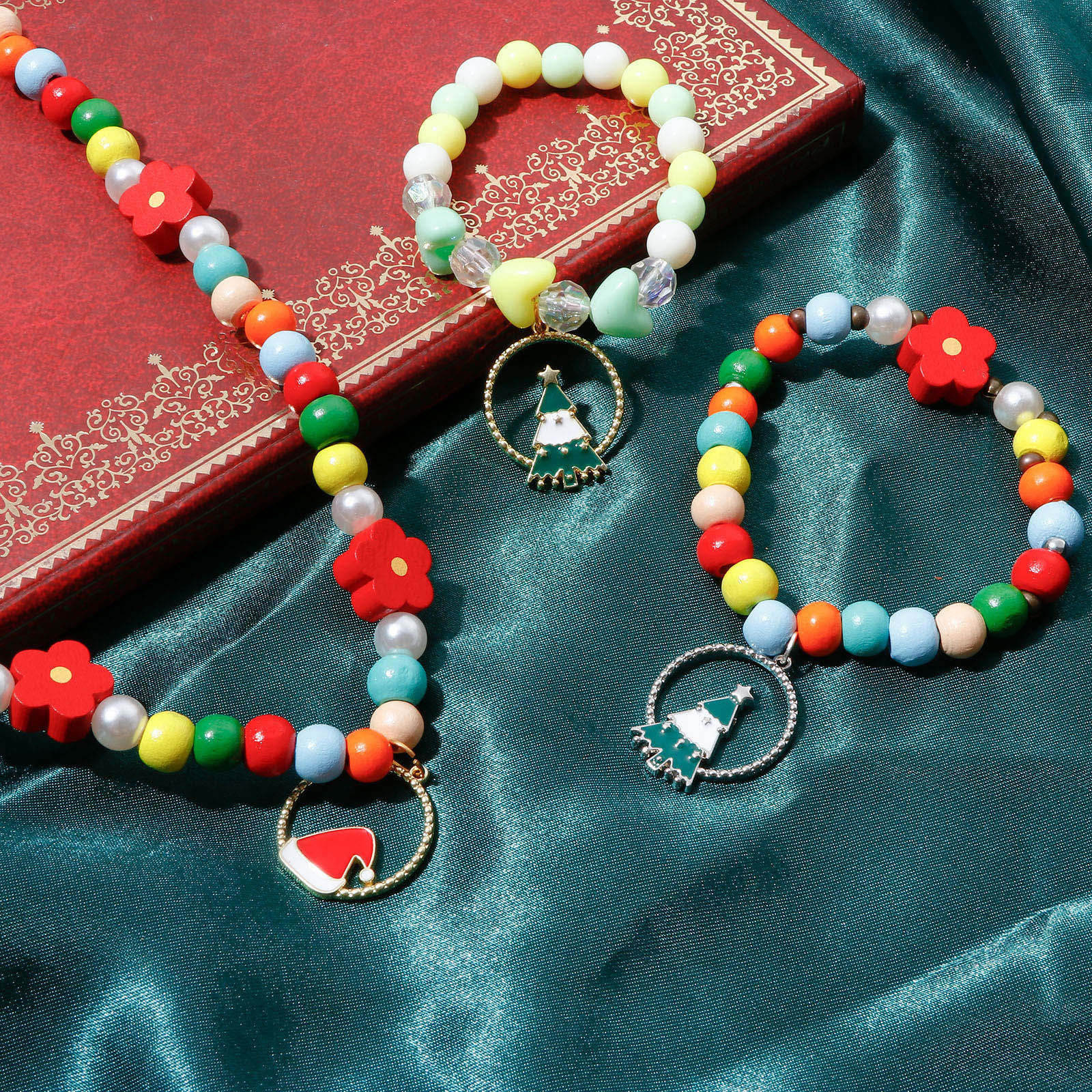 Imagen de Zamak Navidad Colgantes Charms Ronda Multicolor Esmalte 10 Unidades