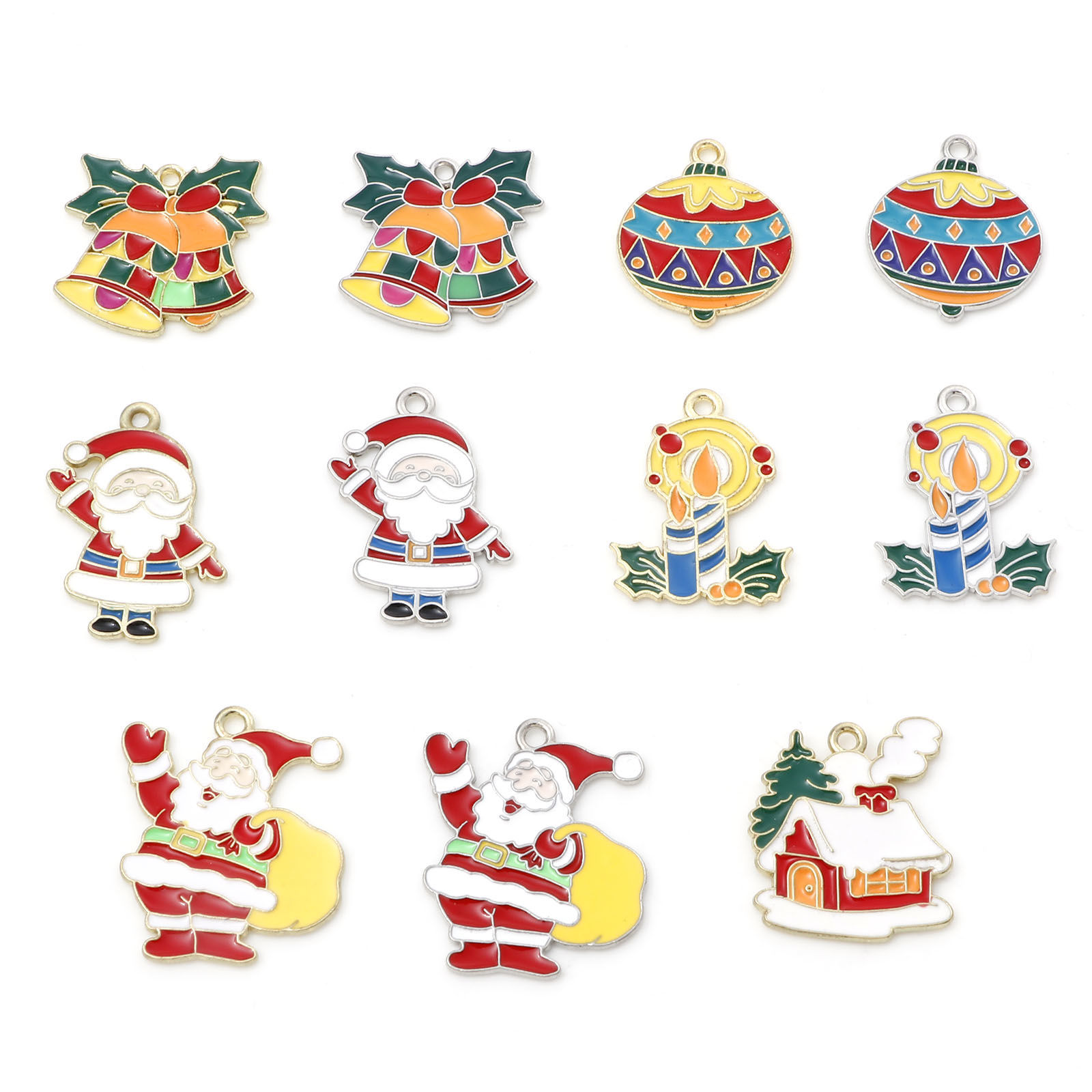 Image de Breloques Noël en Alliage de Zinc Multicolore Émail 10 Pcs