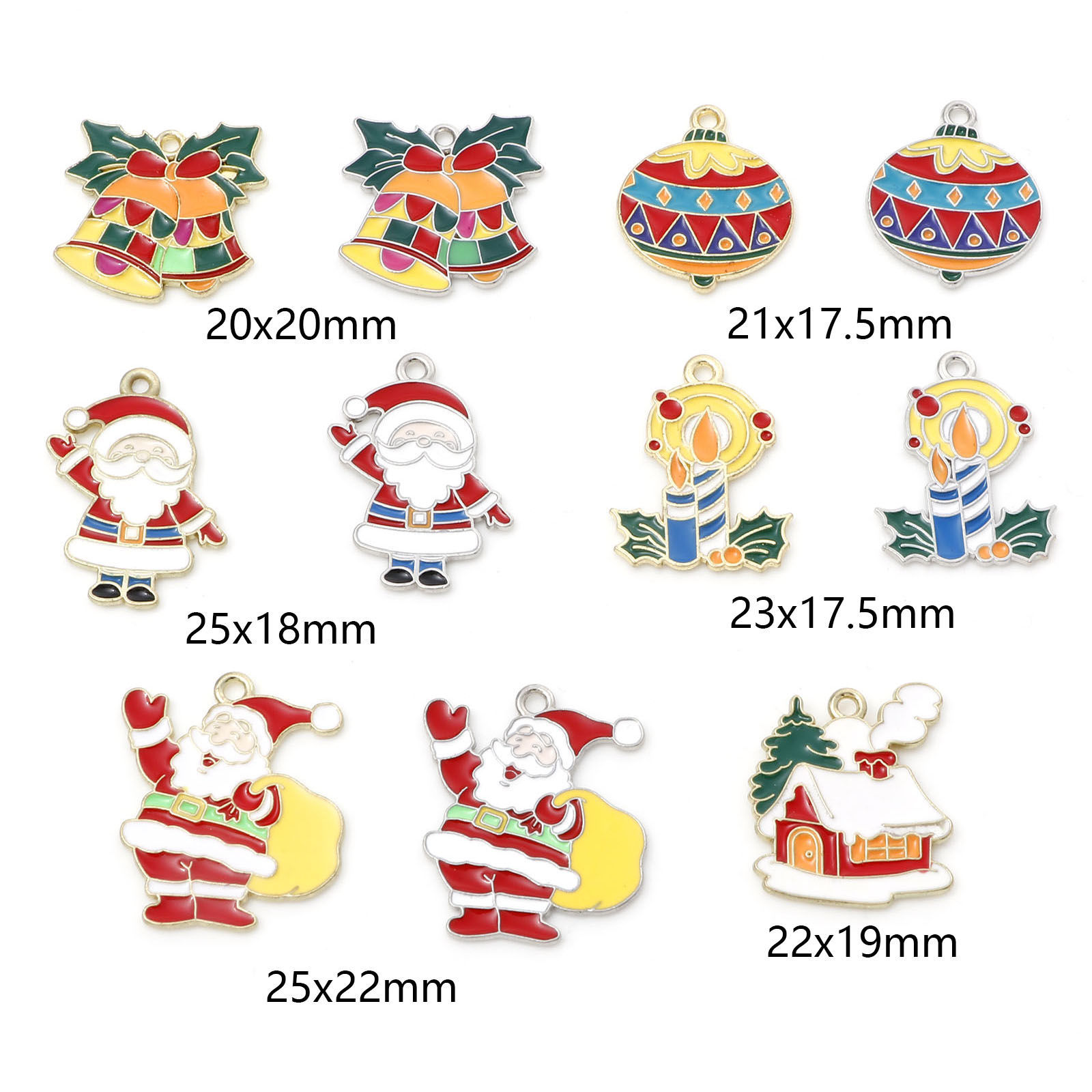 Image de Breloques Noël en Alliage de Zinc Multicolore Émail 10 Pcs