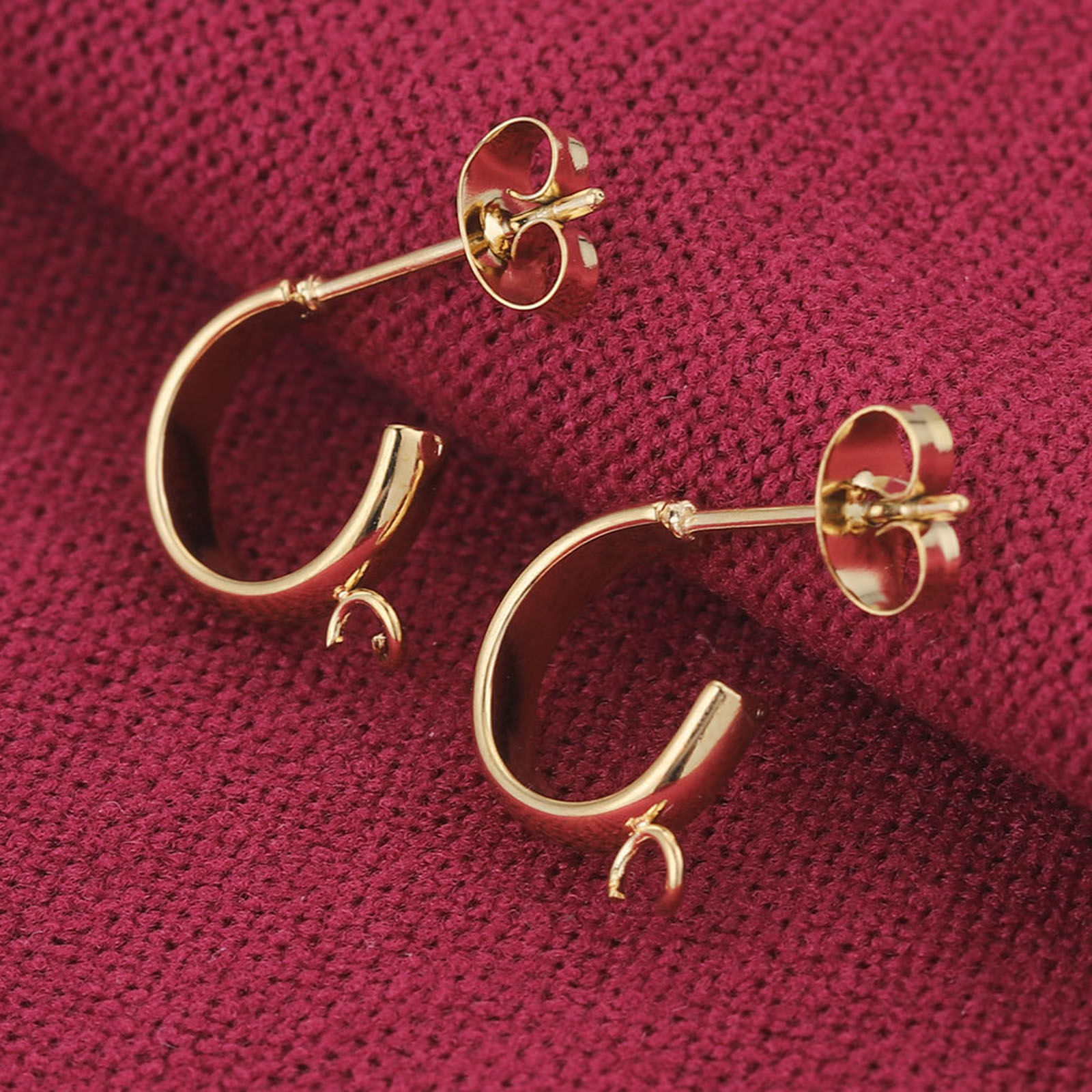Immagine di 304 Acciaio Inossidabile Orecchini a Perno forma di C Multicolore Con Loop 4mm, 10 Pz