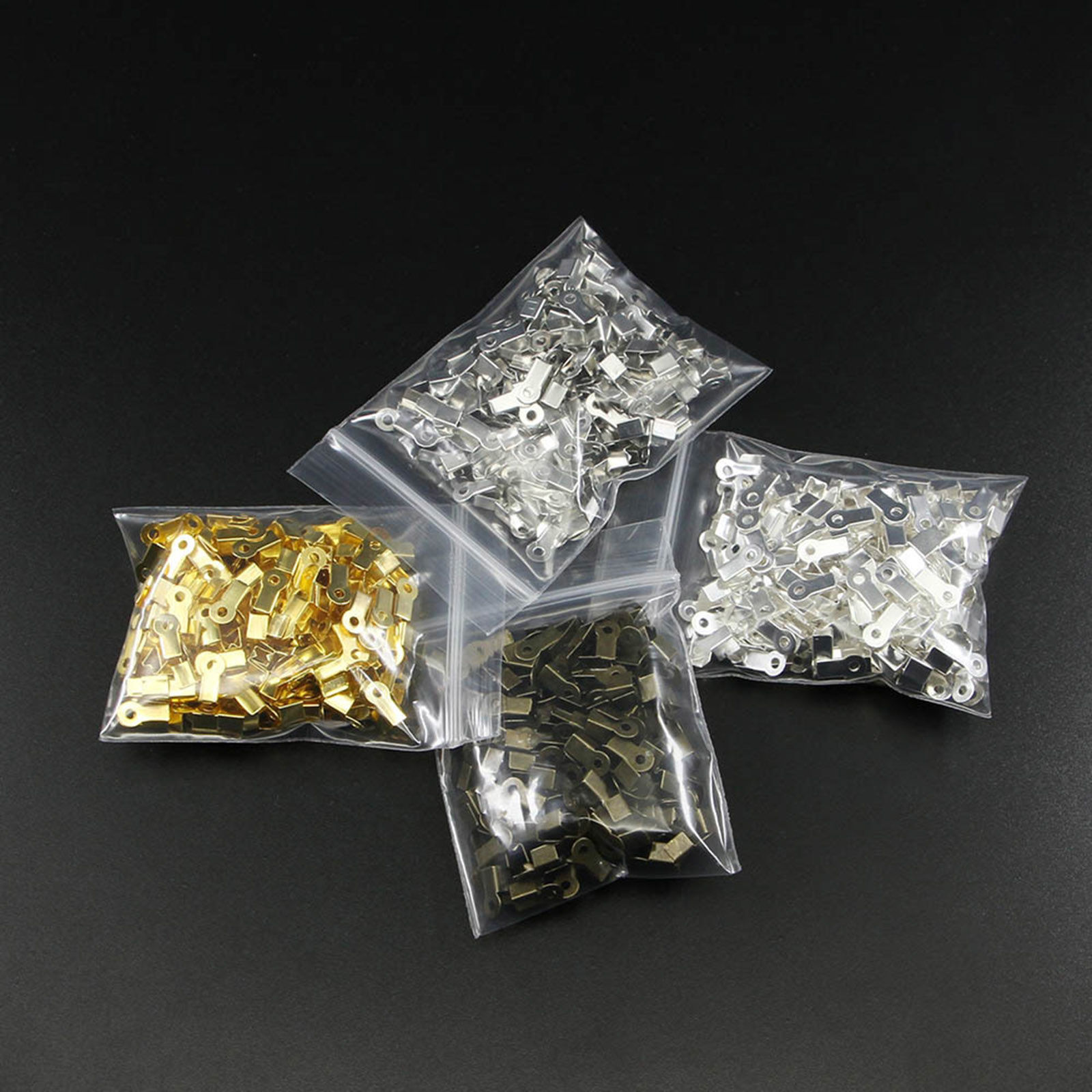Image de Embouts Sertissage Perles Cordon pour Collier Bracelet en Alliage de Fer Rectangle Multicolore 200 Pcs