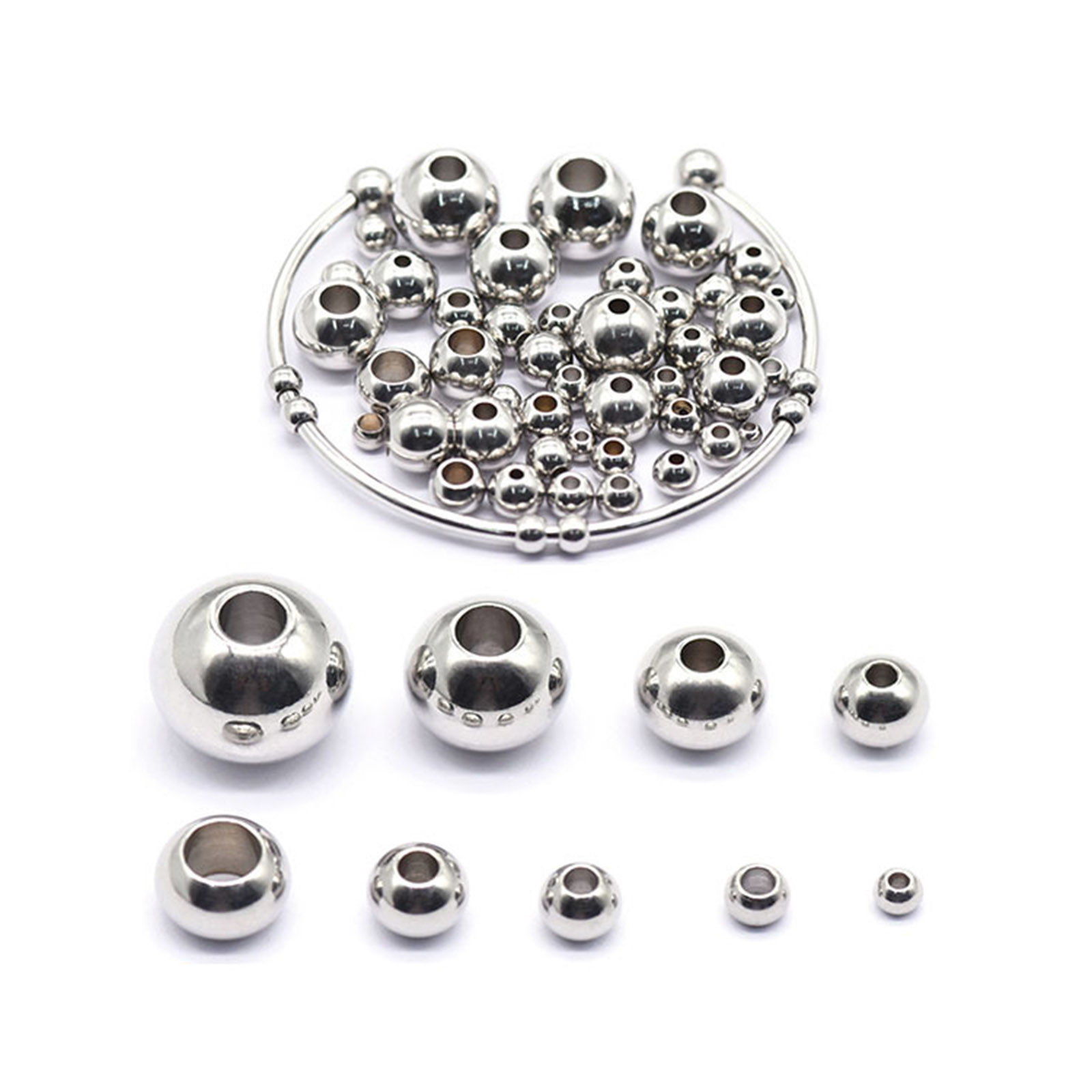 Picture of 304 Stainless Steel Beads Round Silver Tone