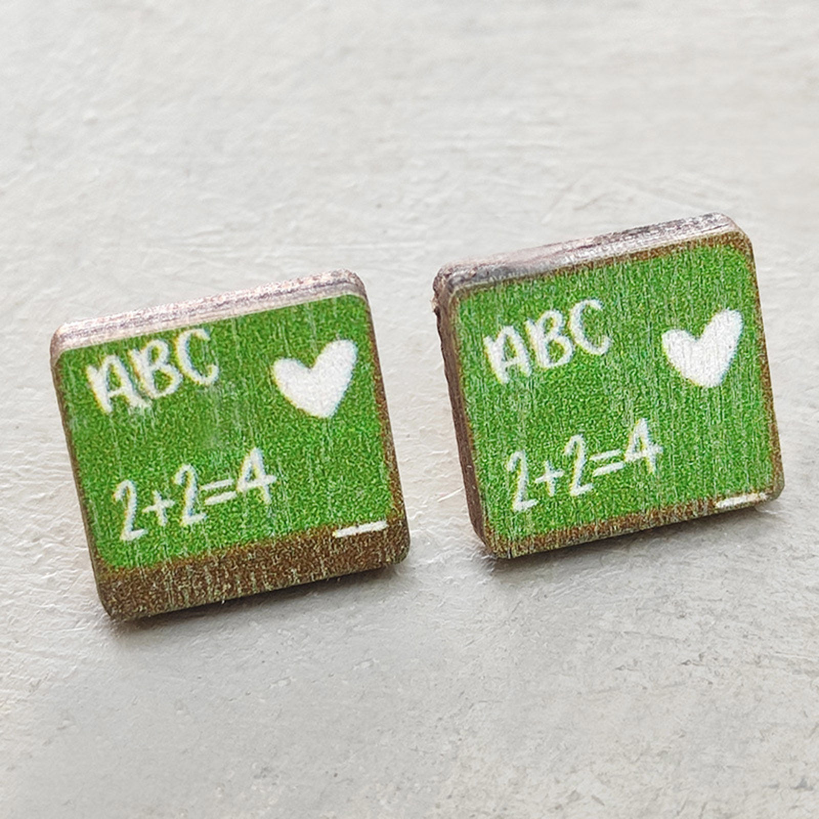 Picture of Natural Wood College Jewelry Ear Post Stud Earrings Multicolor