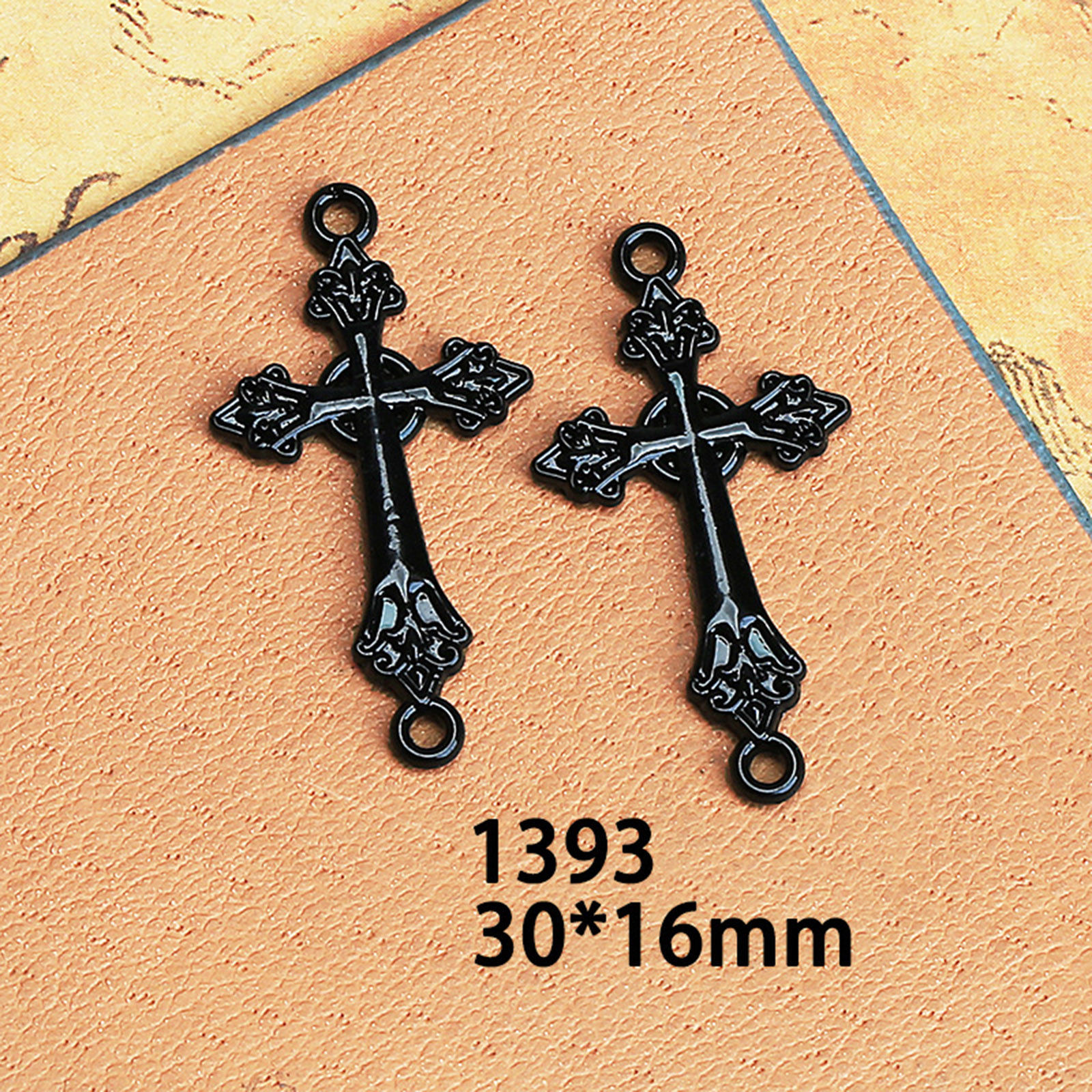 Image de Pendentifs Religieux en Alliage de Zinc Croix Noir 10 Pcs