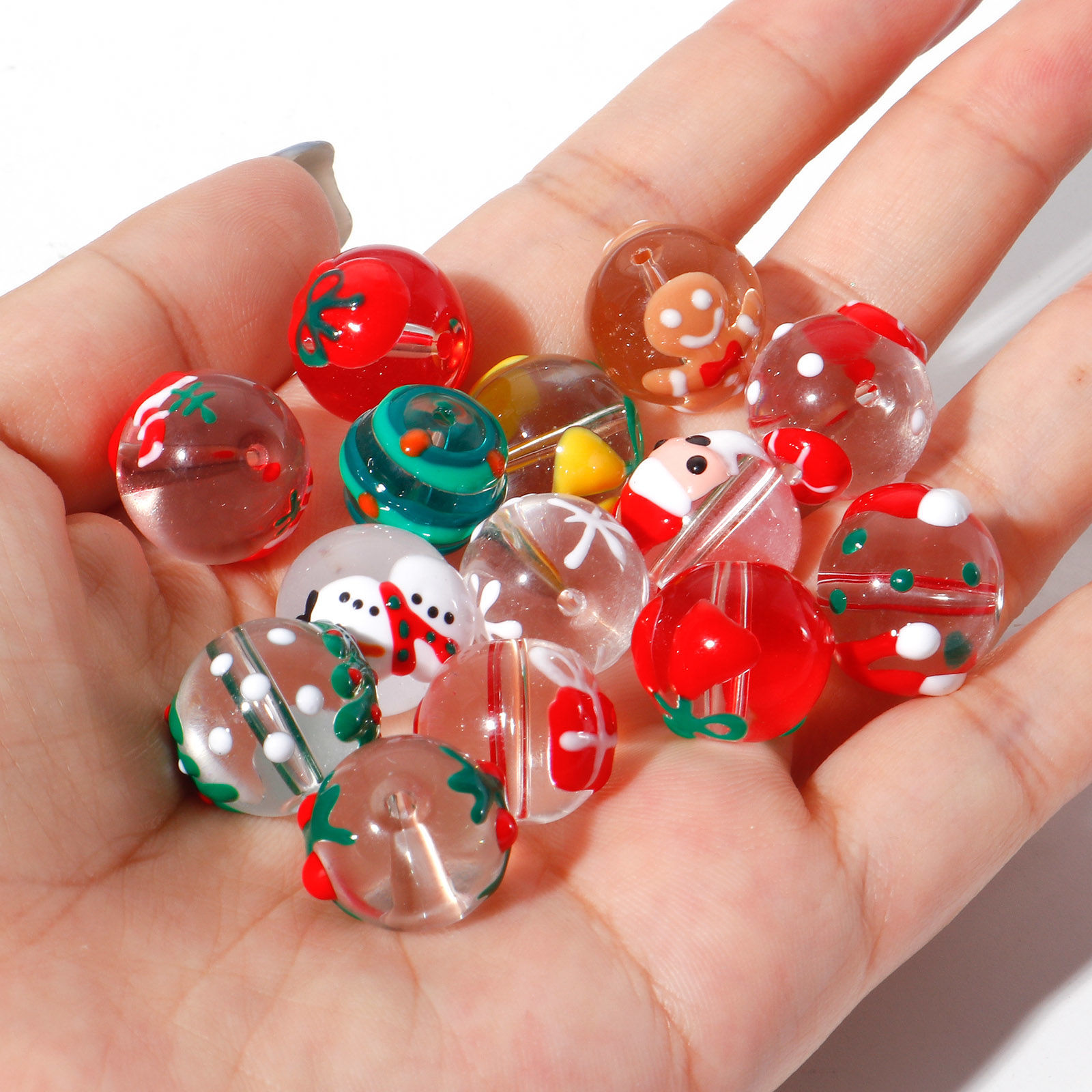 Imagen de Navidad Cuentas Vidrio Murano de Ronda , Multicolor Esmalte 5 Unidades