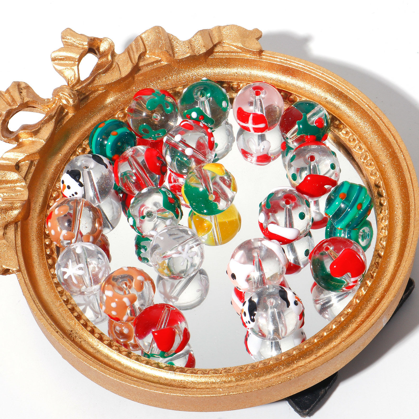 Imagen de Navidad Cuentas Vidrio Murano de Ronda , Multicolor Esmalte 5 Unidades