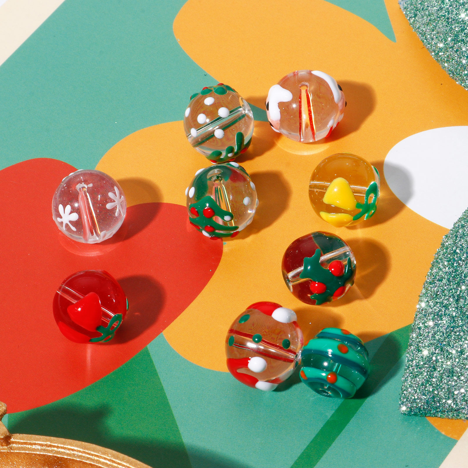 Imagen de Navidad Cuentas Vidrio Murano de Ronda , Multicolor Esmalte 5 Unidades