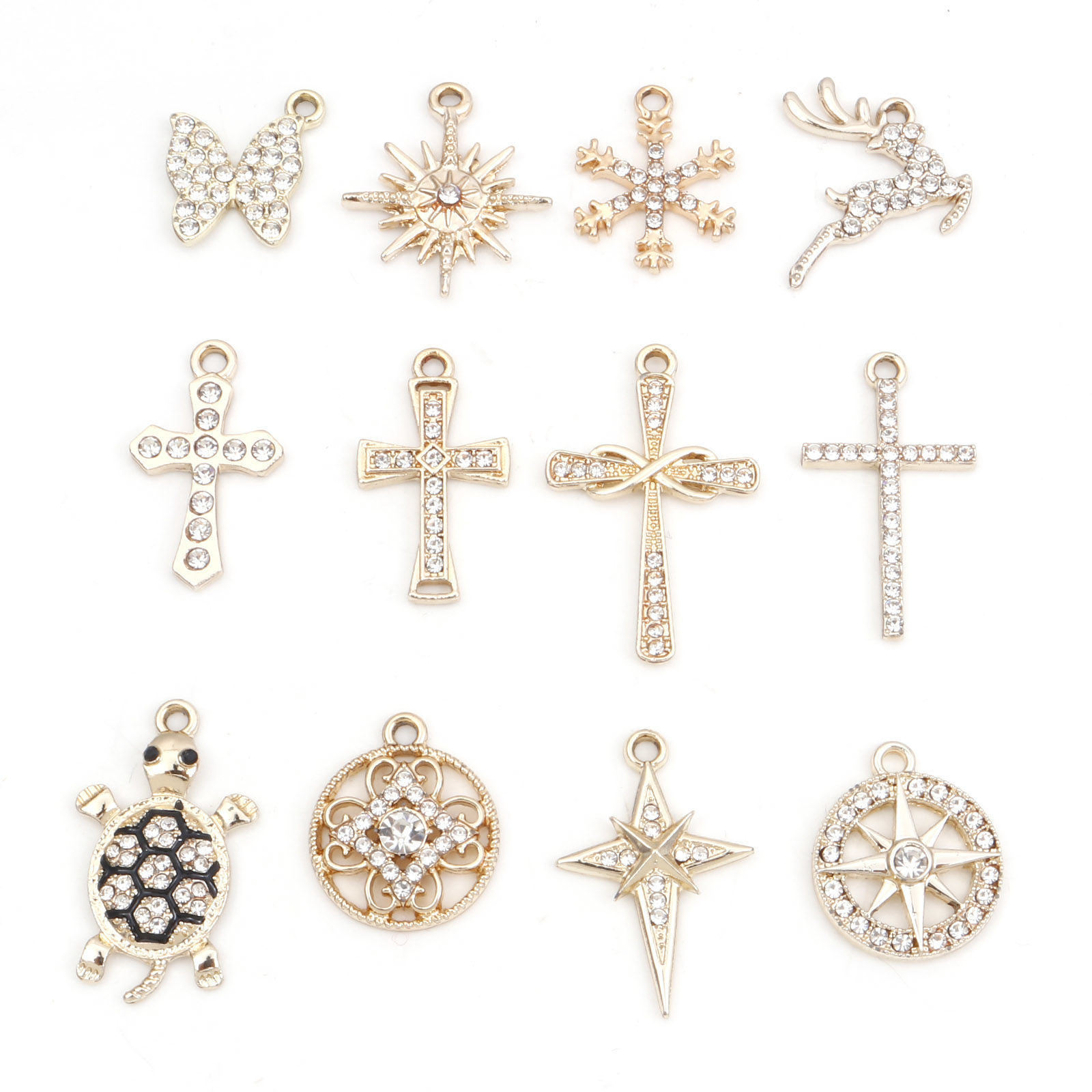 Picture of Zinc Based Alloy Micro Pave Charms Gold Plated Clear Rhinestone