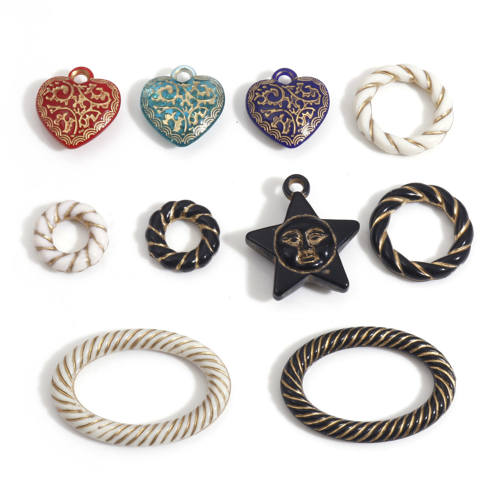 Imagen de Acrílico Retro Colgantes Charms Multicolor 10 Unidades
