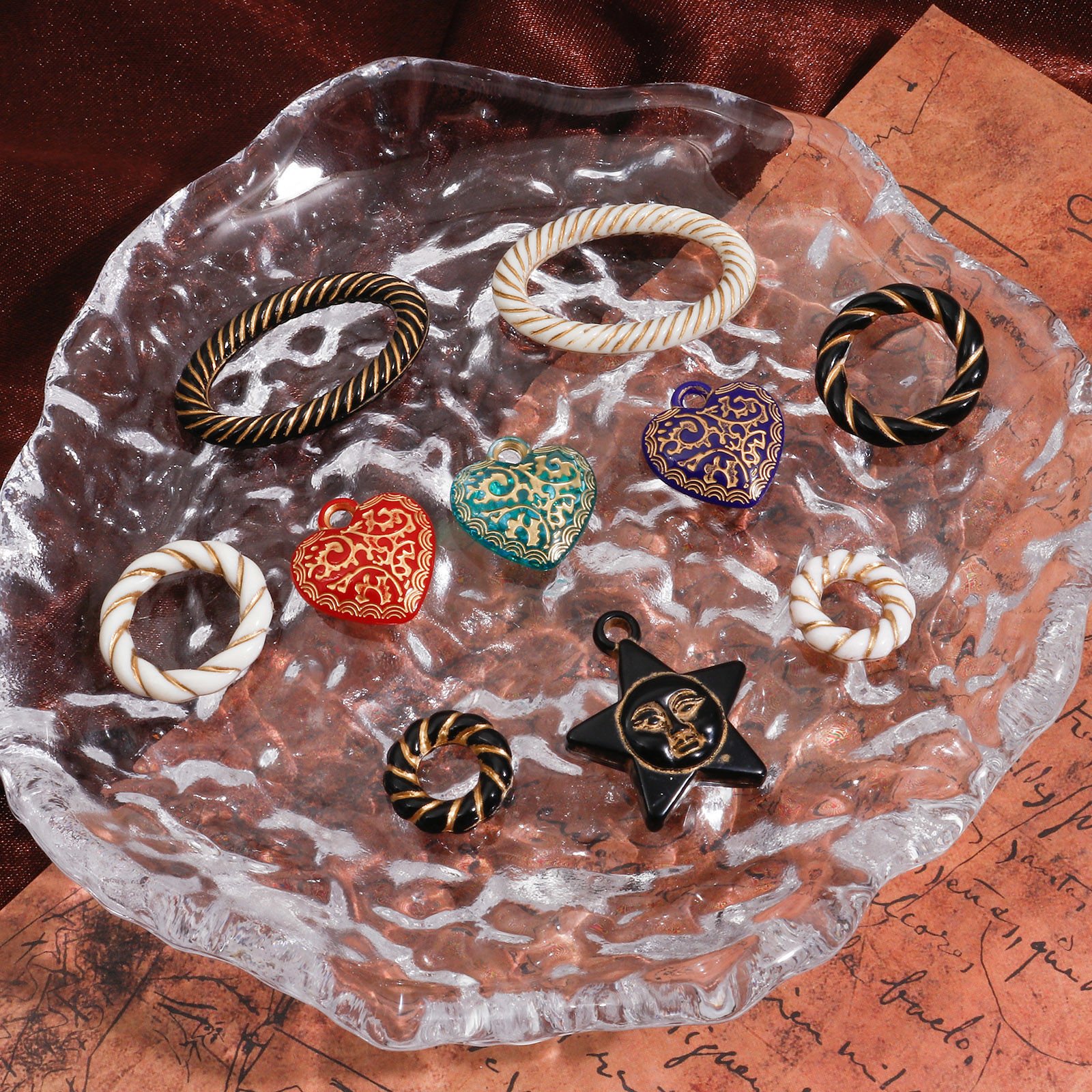 Imagen de Acrílico Retro Colgantes Charms Multicolor 10 Unidades