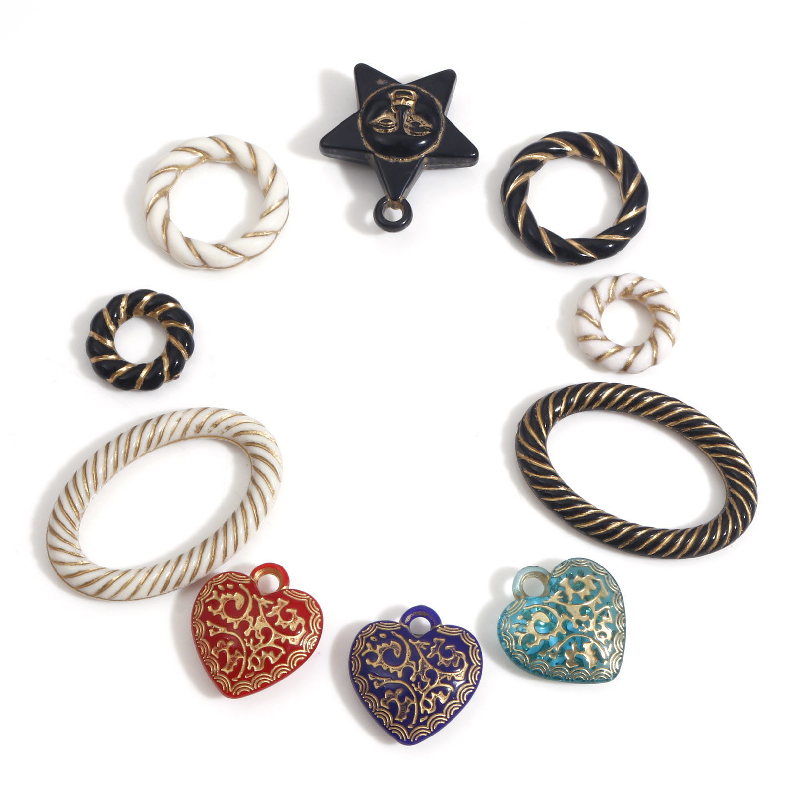 Imagen de Acrílico Retro Colgantes Charms Multicolor 10 Unidades
