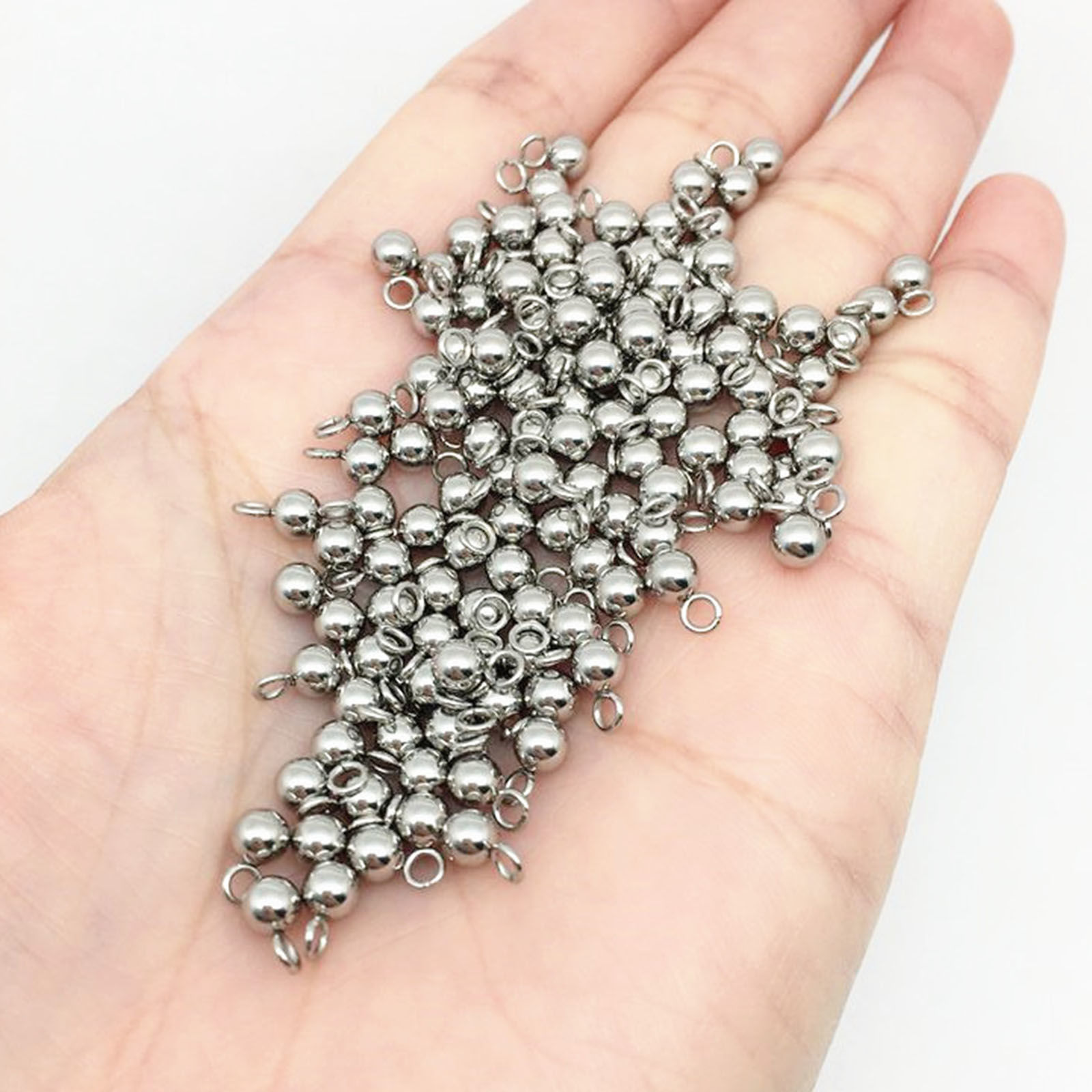 Bild von 304 Edelstahl Charms Rund Silberfarbe 10 Stück