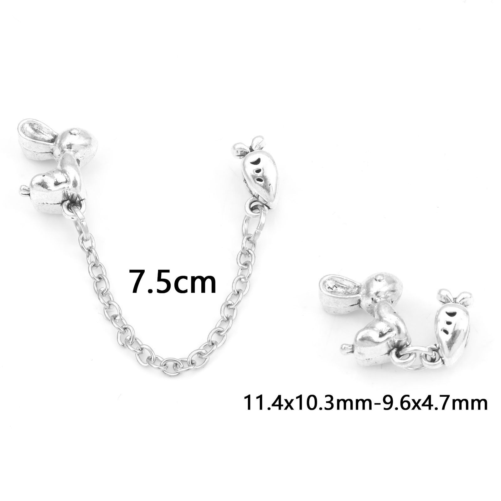 Picture of Zinc Based Alloy European Style Large Hole Charm Beads Antique Silver Color Rabbit Animal Radish