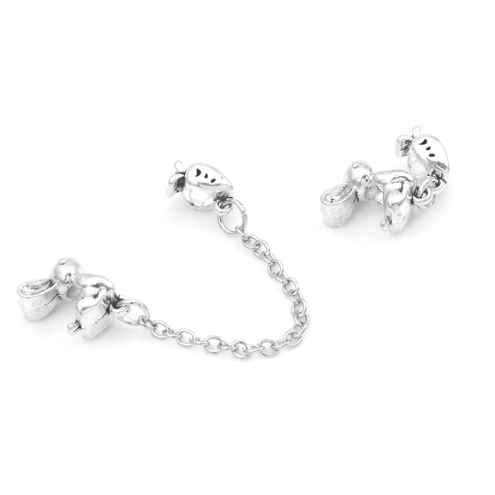 Picture of Zinc Based Alloy European Style Large Hole Charm Beads Antique Silver Color Rabbit Animal Radish