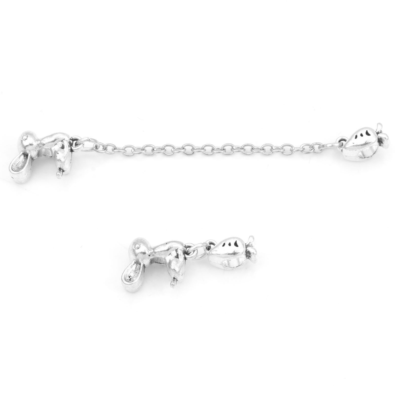 Picture of Zinc Based Alloy European Style Large Hole Charm Beads Antique Silver Color Rabbit Animal Radish