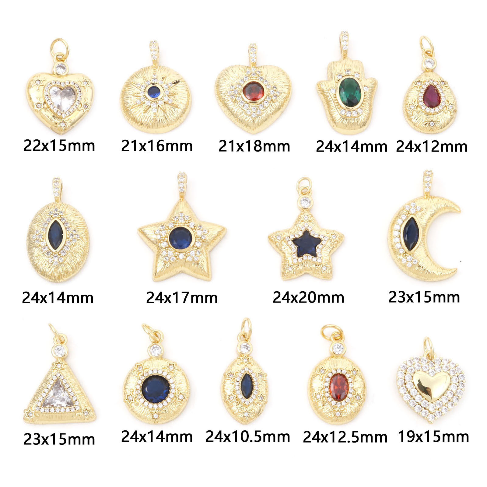 Picture of Brass Galaxy Charms Gold Plated Micro Pave Clear Cubic Zirconia