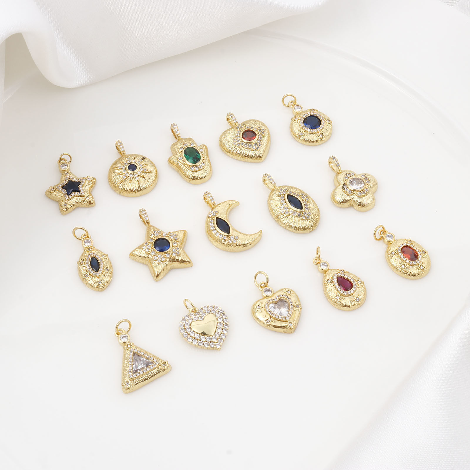Picture of Brass Galaxy Charms Gold Plated Micro Pave Clear Cubic Zirconia
