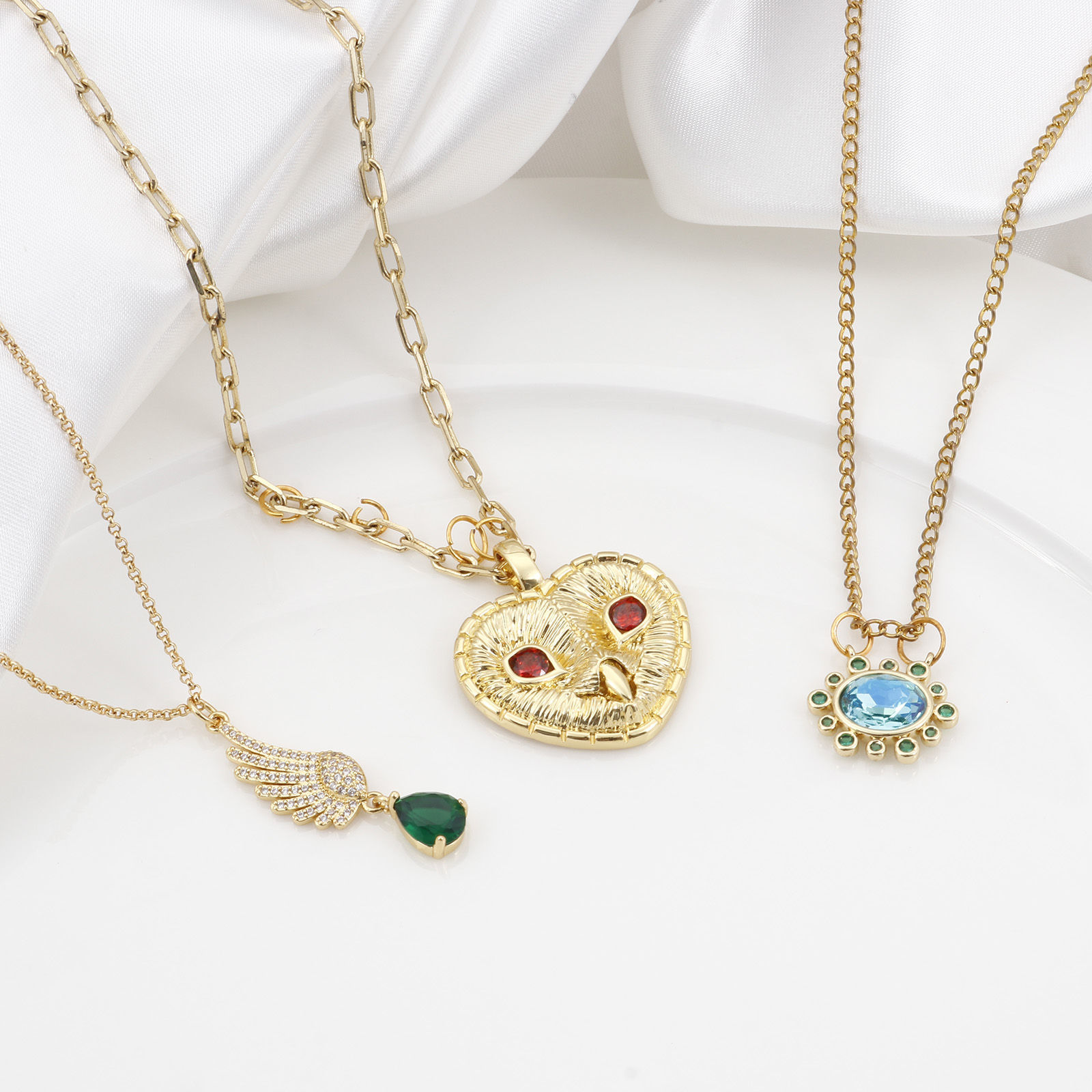 Picture of Brass Micro Pave Charms Gold Plated Multicolour Cubic Zirconia