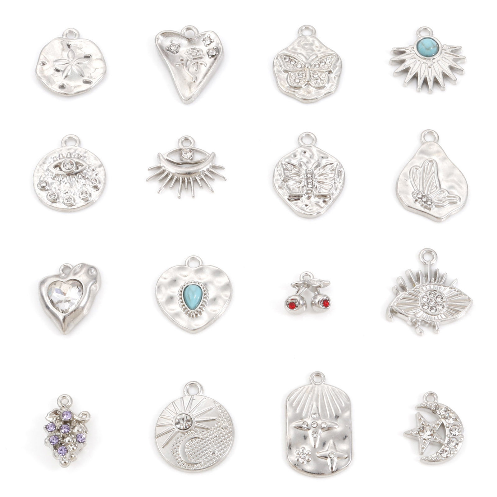 Bild von Zinklegierung Charms Silberfarbe 10 Stück