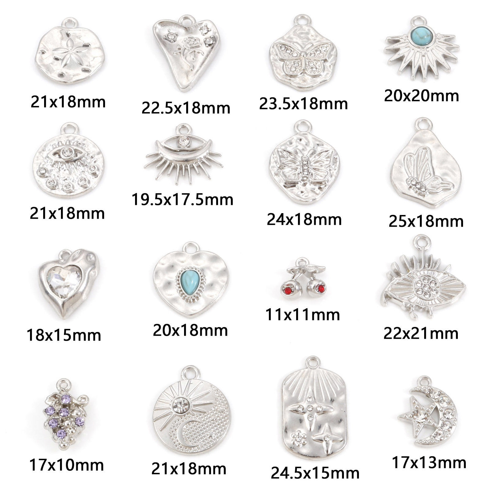 Bild von Zinklegierung Charms Silberfarbe 10 Stück