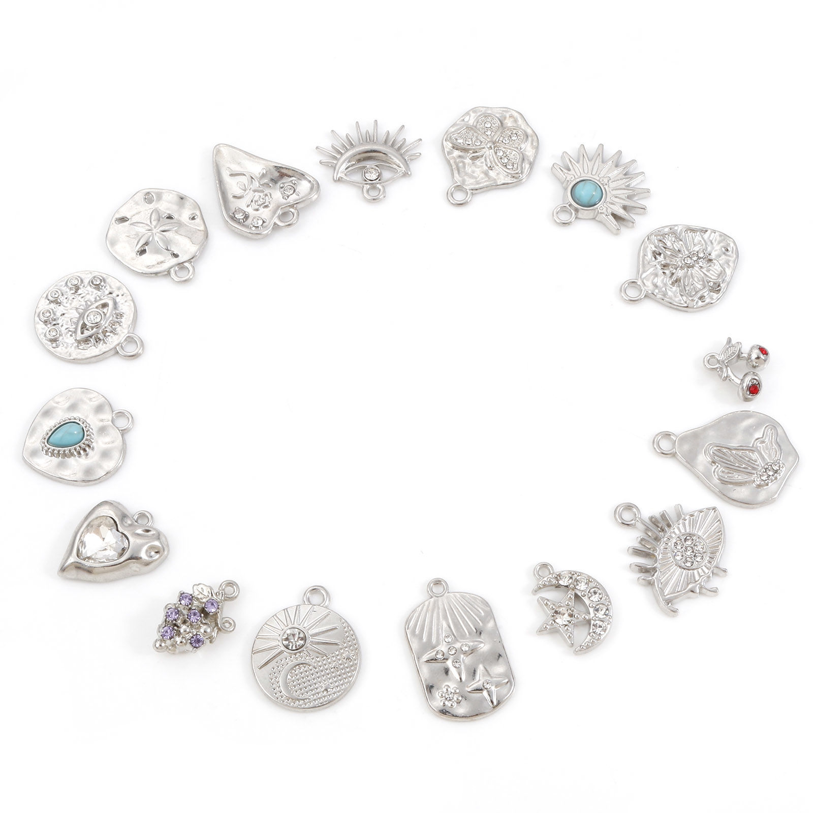 Bild von Zinklegierung Charms Silberfarbe 10 Stück