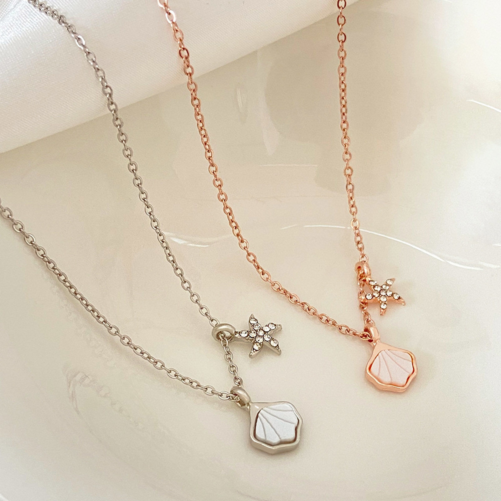 Imagen de Estilo Ins Collar con Colgante Estrella Concha Transparente Rhinestone 1 Unidad