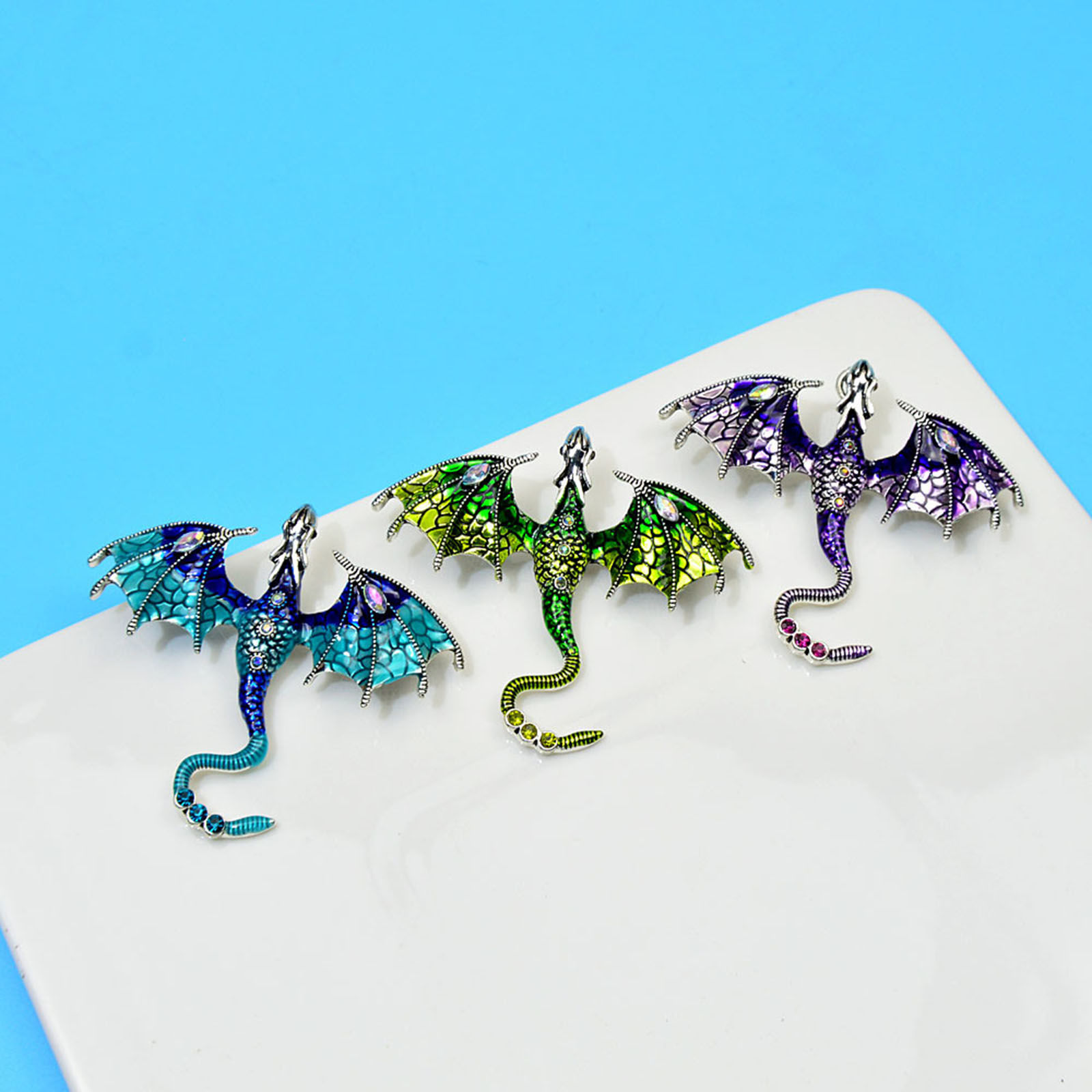 Imagen de Elegante Pin Broches Dragón Multicolor Esmalte 1 Unidad