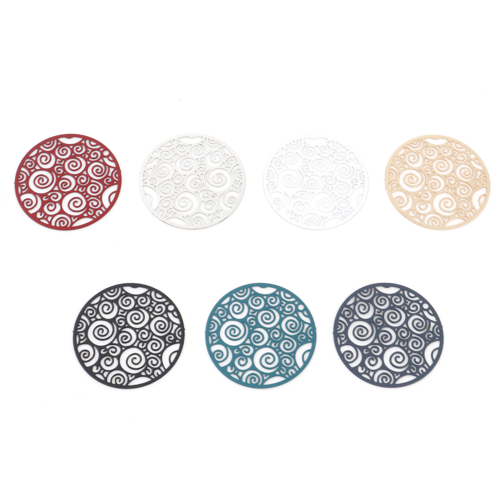 Picture of Iron Based Alloy Charms Multicolor Round Spiral Painted 25mm Dia.
