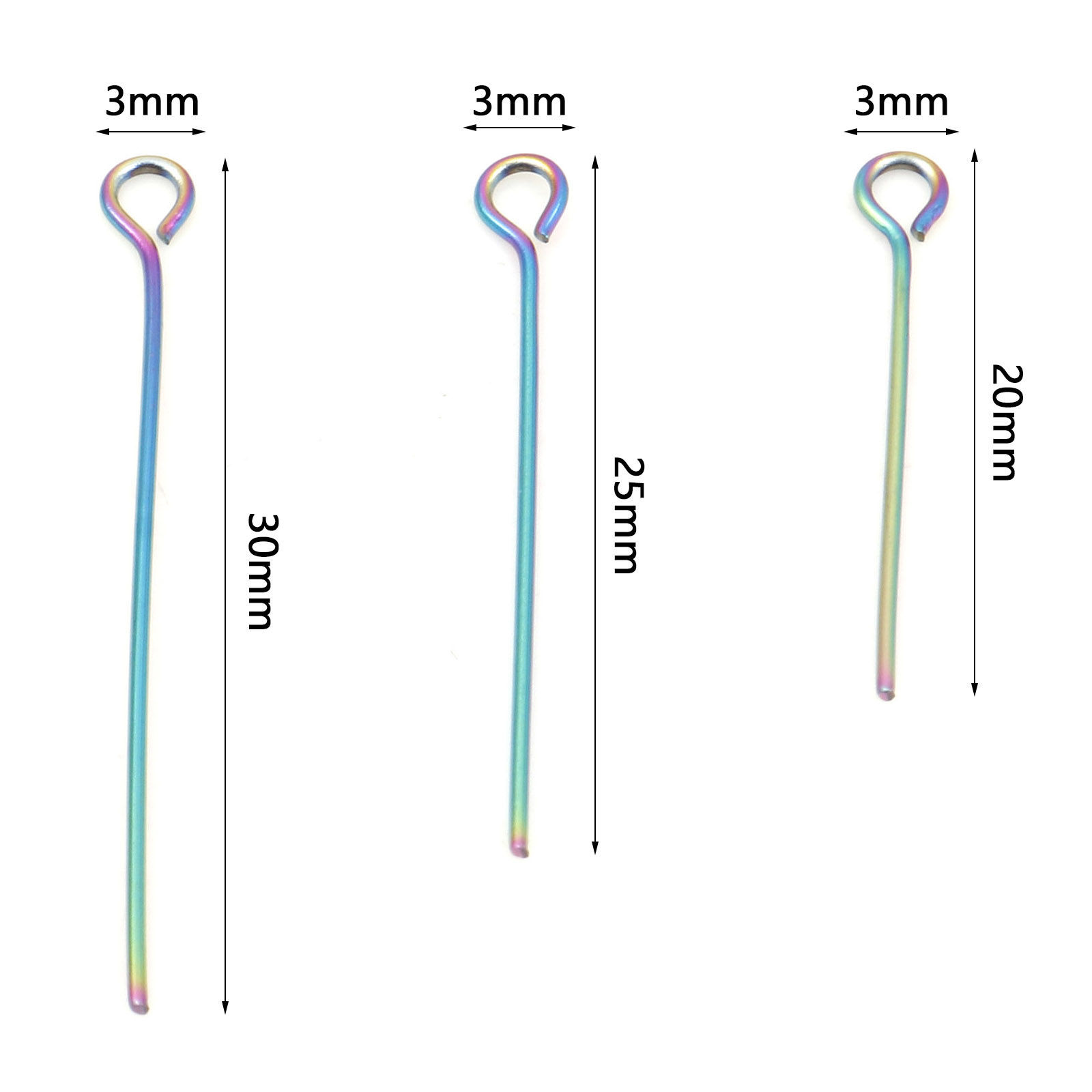 Image de 0.6mm Aiguilles Tiges à Œil en Acier Inoxydable Multicolore 10 Pcs