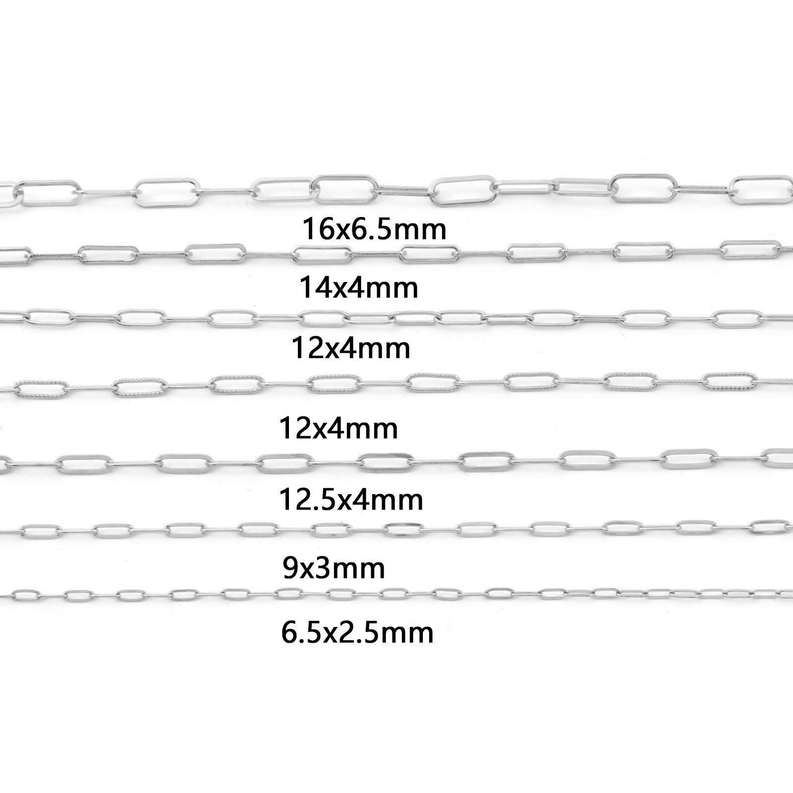 Bild von 304 Edelstahl Gliederkette Kette Oval Silberfarbe 1 Meter
