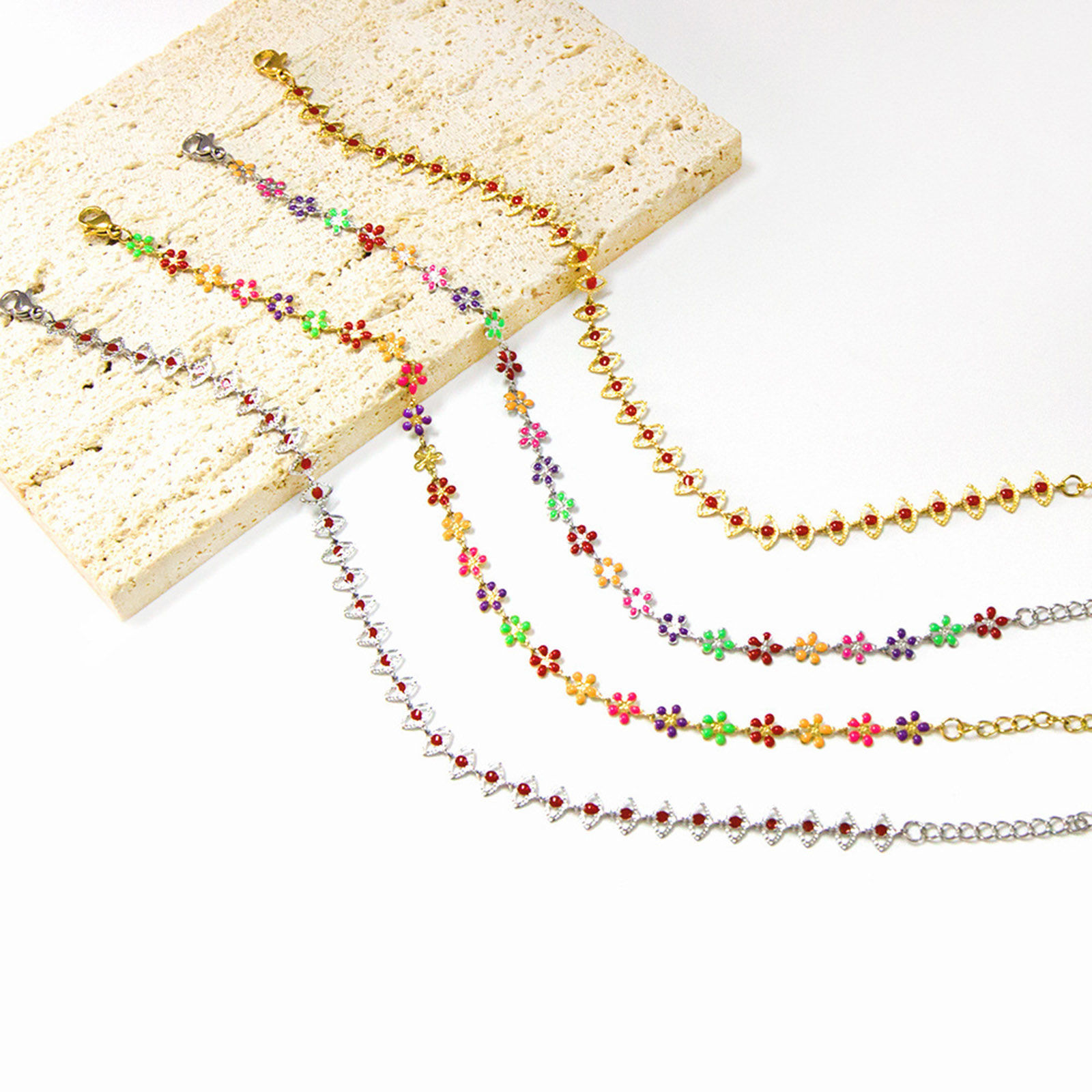 Picture of 304 Stainless Steel Anklet Multicolor Evil Eye 22cm(8 5/8") long