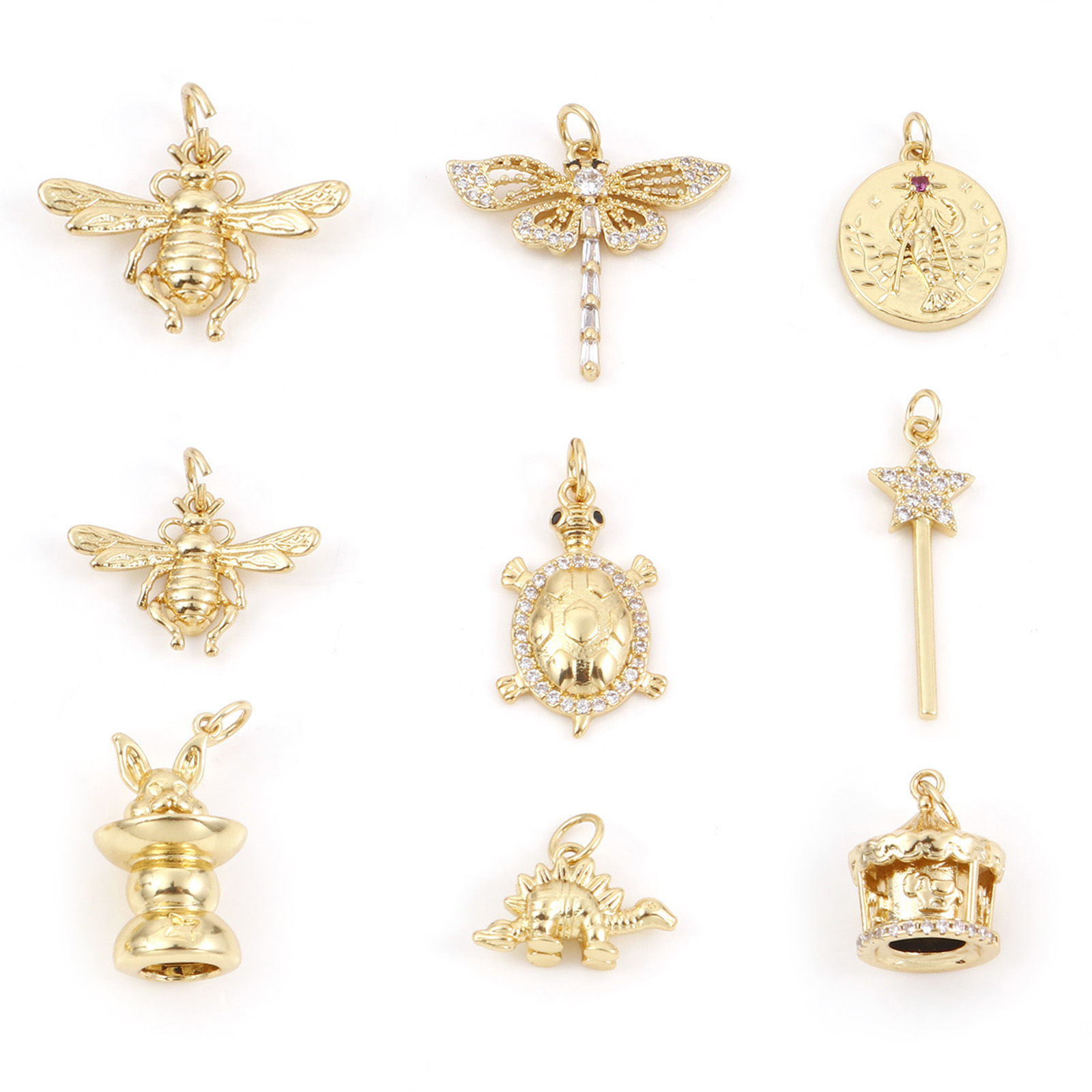 Image de Breloques en Laiton Doré Abeille Tortue 1 Pièce