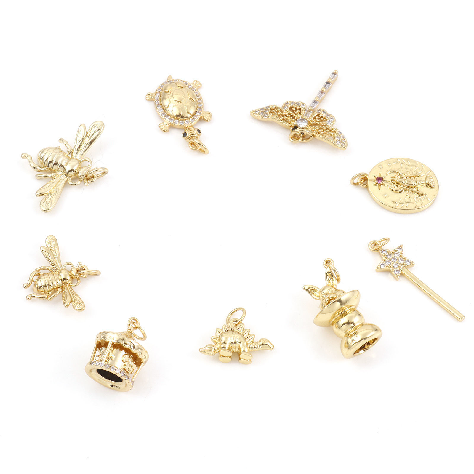 Image de Breloques en Laiton Doré Abeille Tortue 1 Pièce