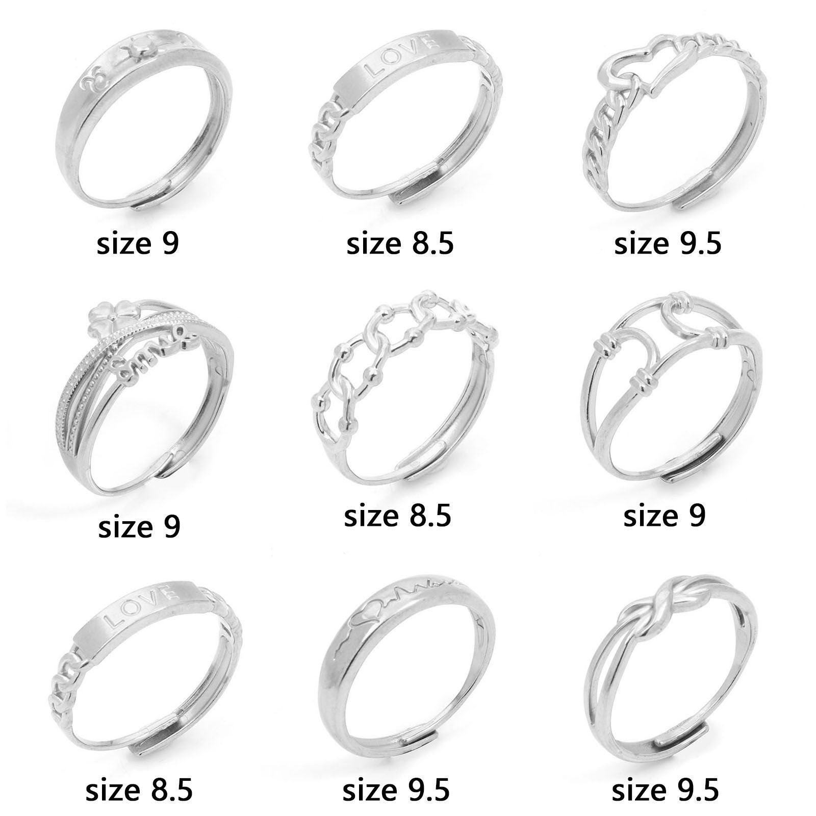Bild von 304 Edelstahl Offen Verstellbar Ring Silberfarbe 1 Stück